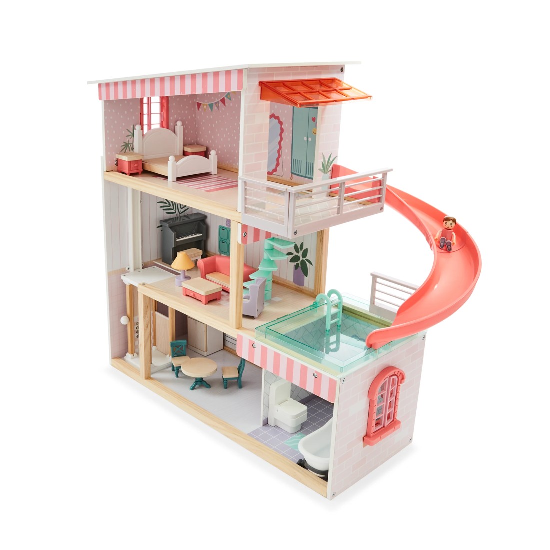 6 17 Piece Wooden Dollhouse Set, 6 of 10