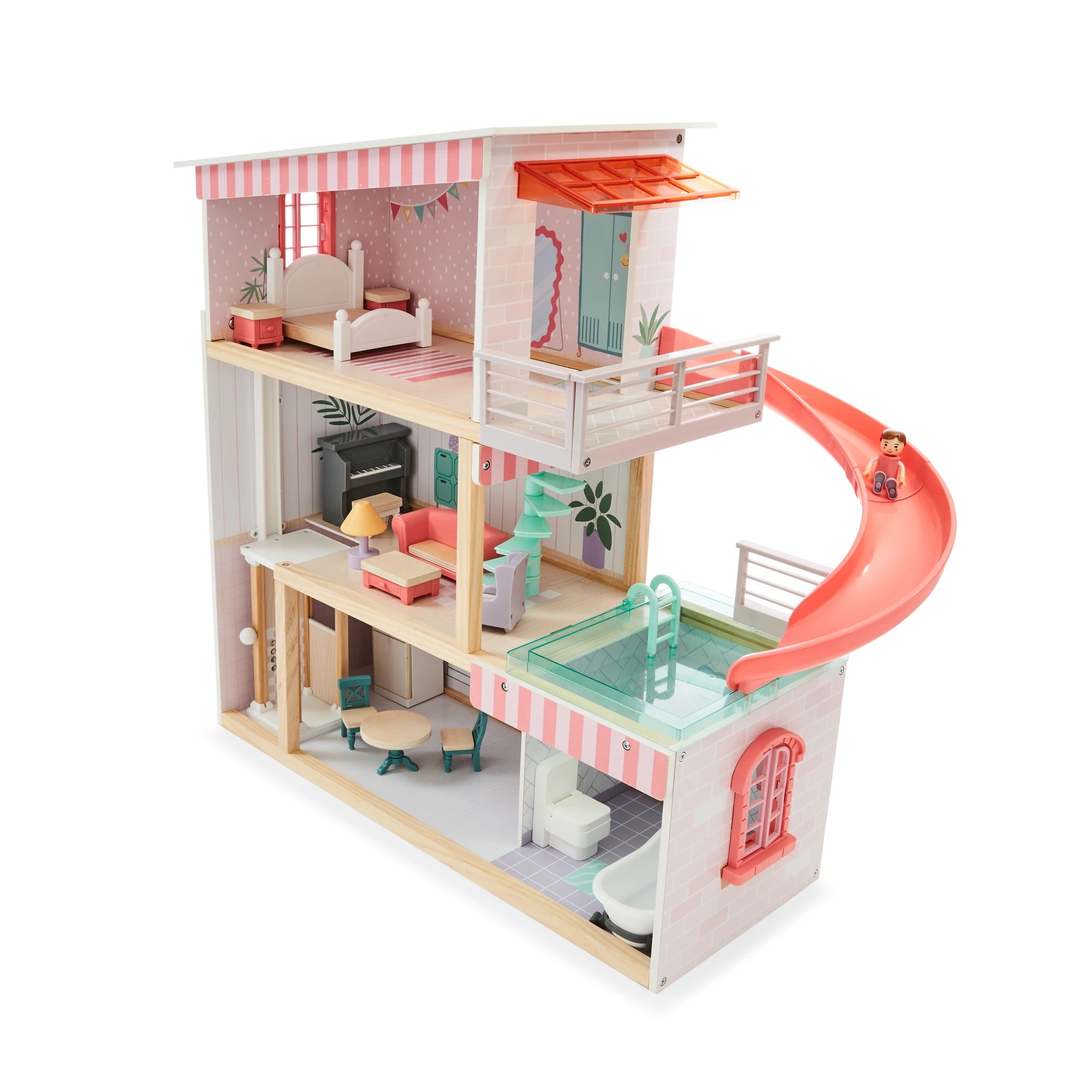 6 17 Piece Wooden Dollhouse Set, 6 of 10