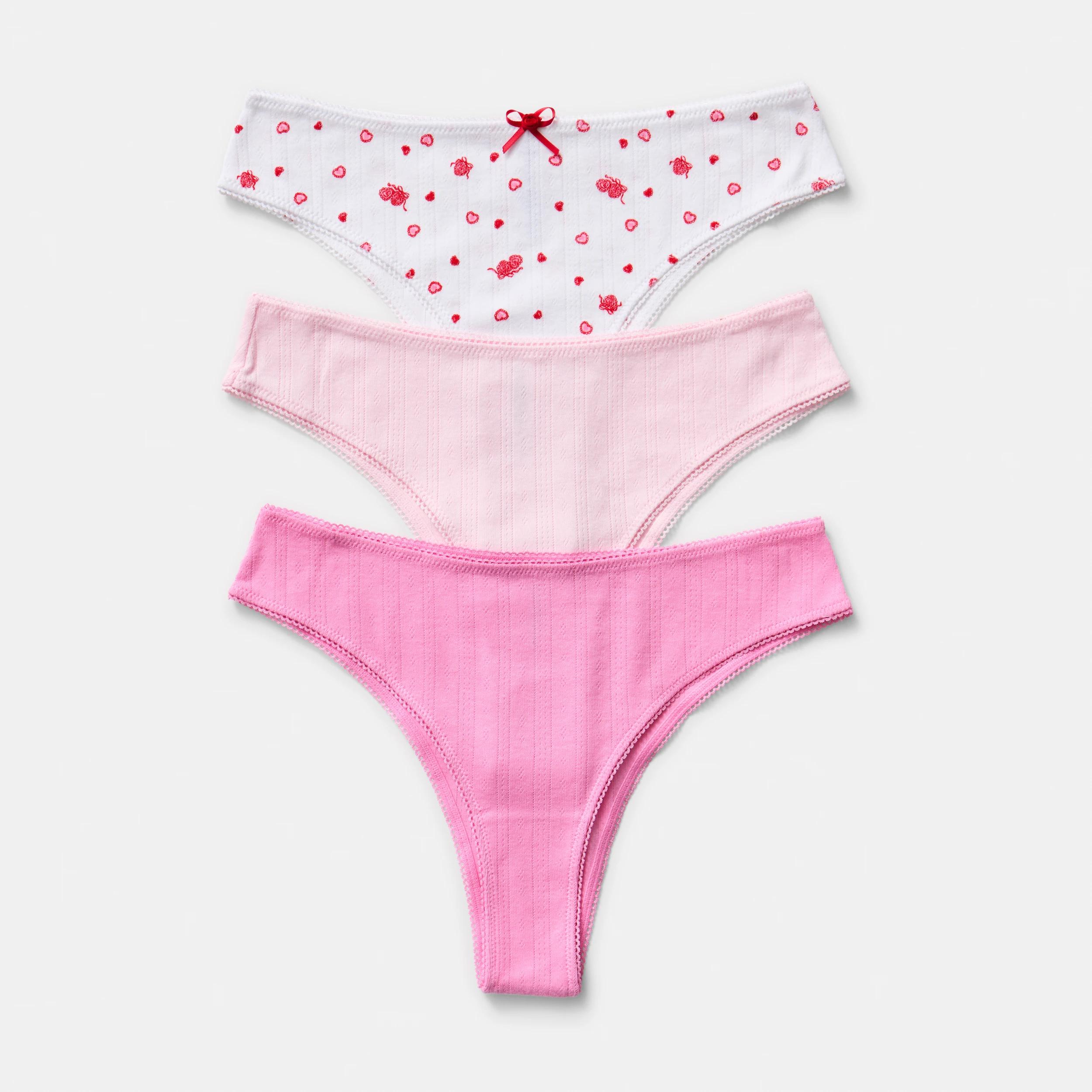 1 3 Pack Pointelle Cheeky Bikini Briefs Heart Lock, 1 of 10