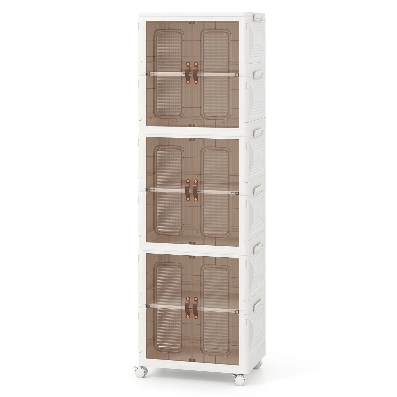 1 Costway 6-Cube Stackable Shoe Cabinet Folding Mobile Shoe Box Rack Storage Bins Organiser, 1 of 5