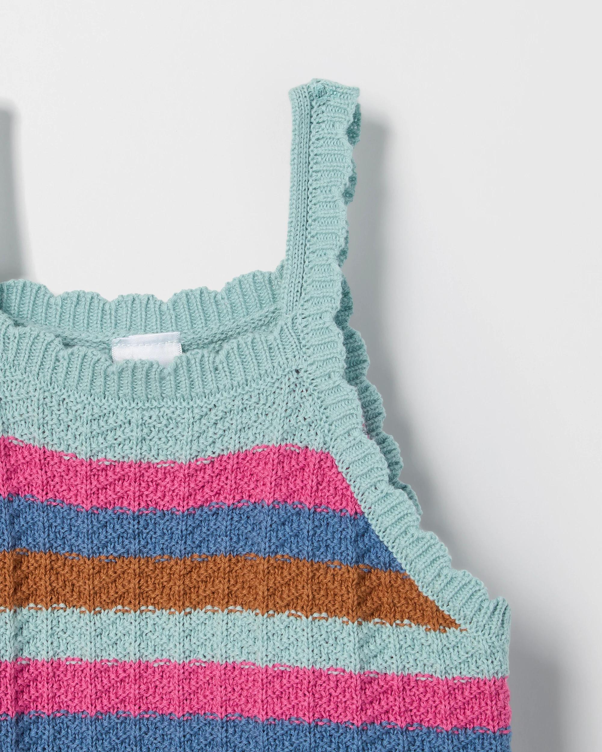 6 Target Kids Australian Cotton Crochet Tank Top and Shorts Set MULTI STRIPE, 6 of 7