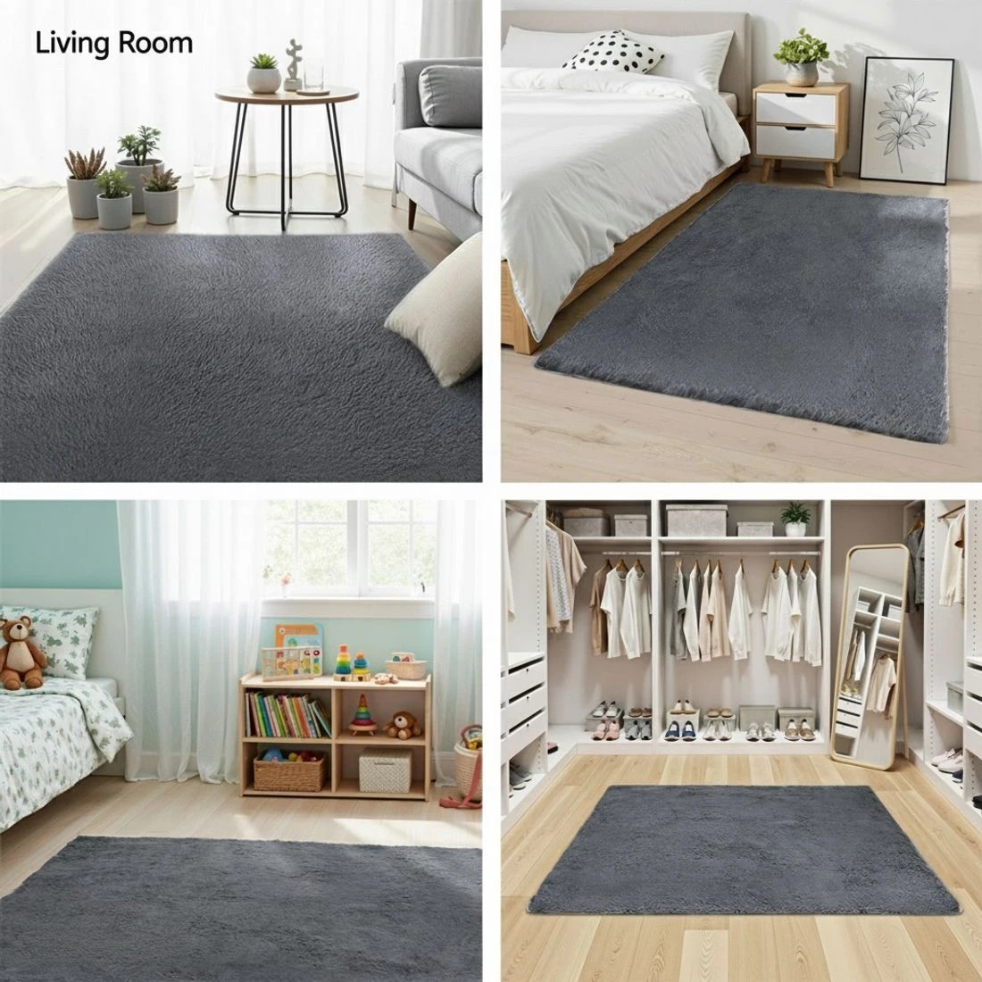 8 Artiss Floor Rug 140x200cm Plush Area Shaggy Rug Living Room Bedroom Carpet - Grey, 8 of 9