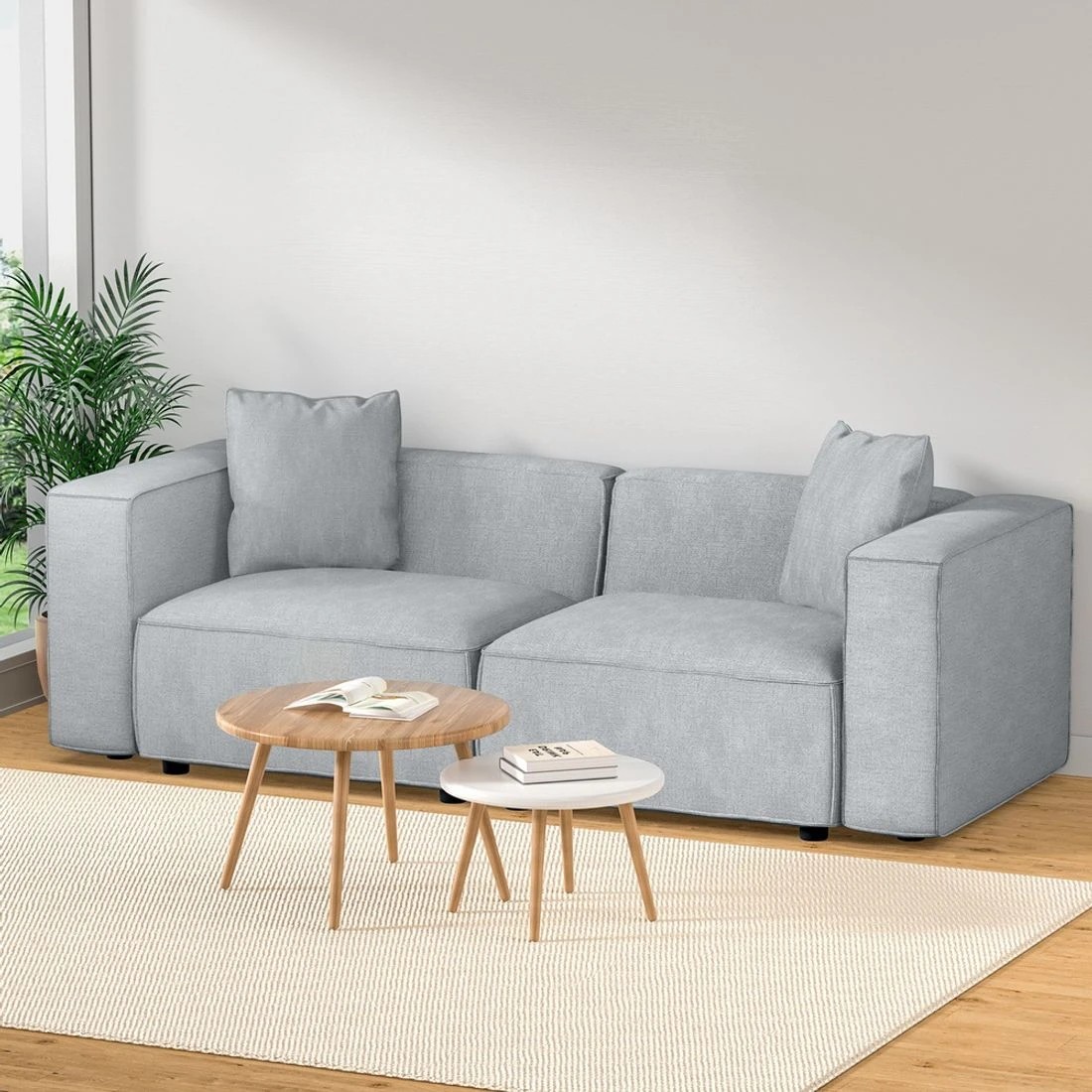 3 Artiss Modular Sofa Chaise Set 2-Seater - Grey, 3 of 6