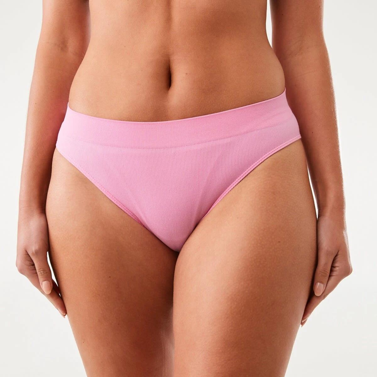 4 3 Pack Ribbed Seamfree Hi-Waist Bikini Briefs HALOGEN BLUE, YELLOW FLAN, SACHET PINK, 4 of 8