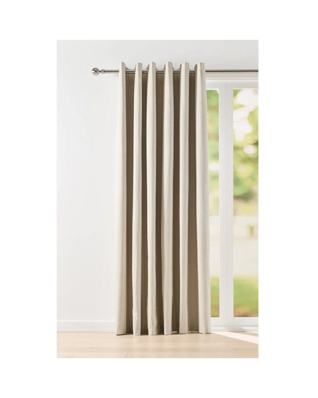 Monaco Wide Width Eyelet Block Out Curtain - Natural - 240cm x 2