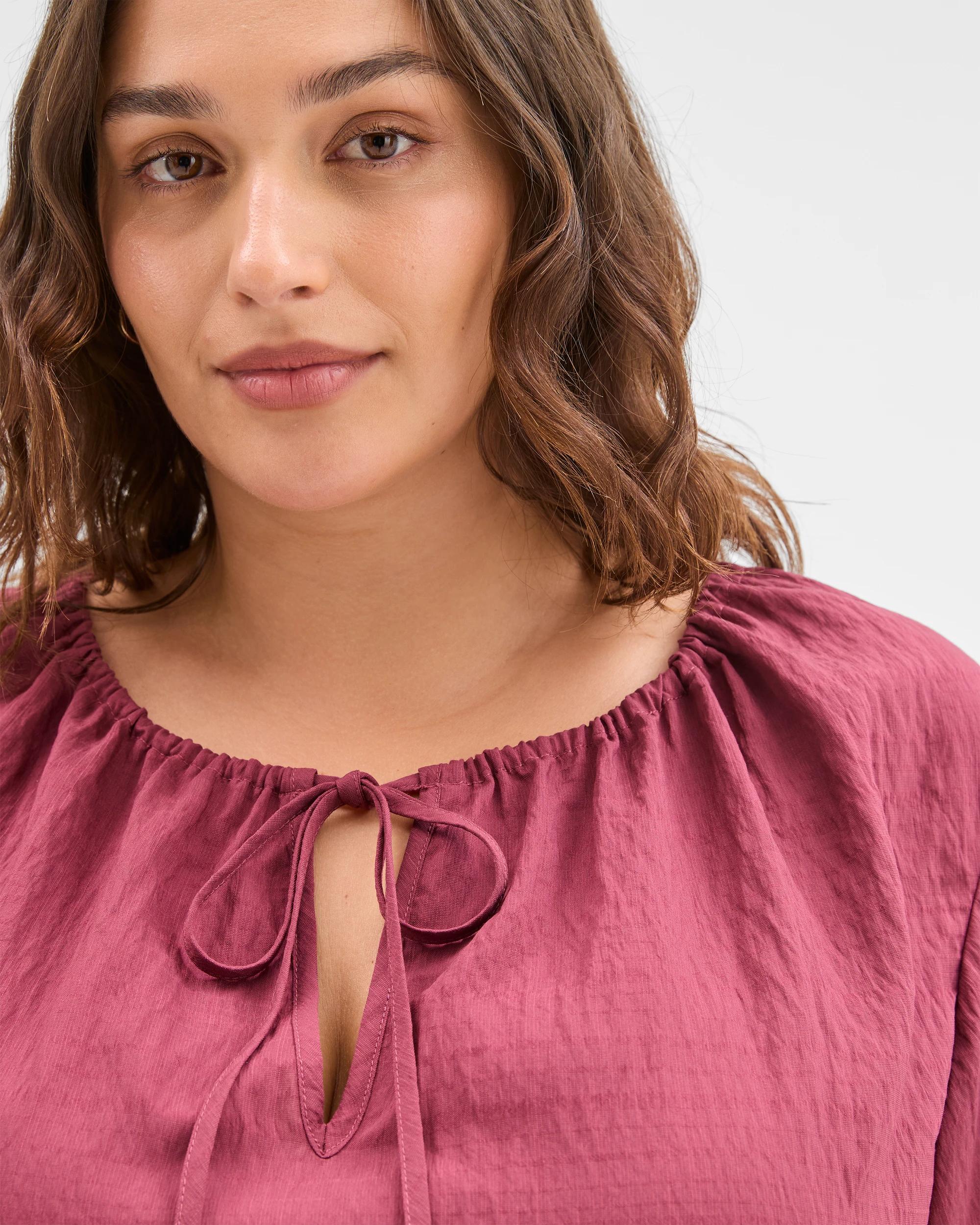 5 Target Curve Plus Size 3/4 Balloon Sleeve Blouse MULBERRY, 5 of 7