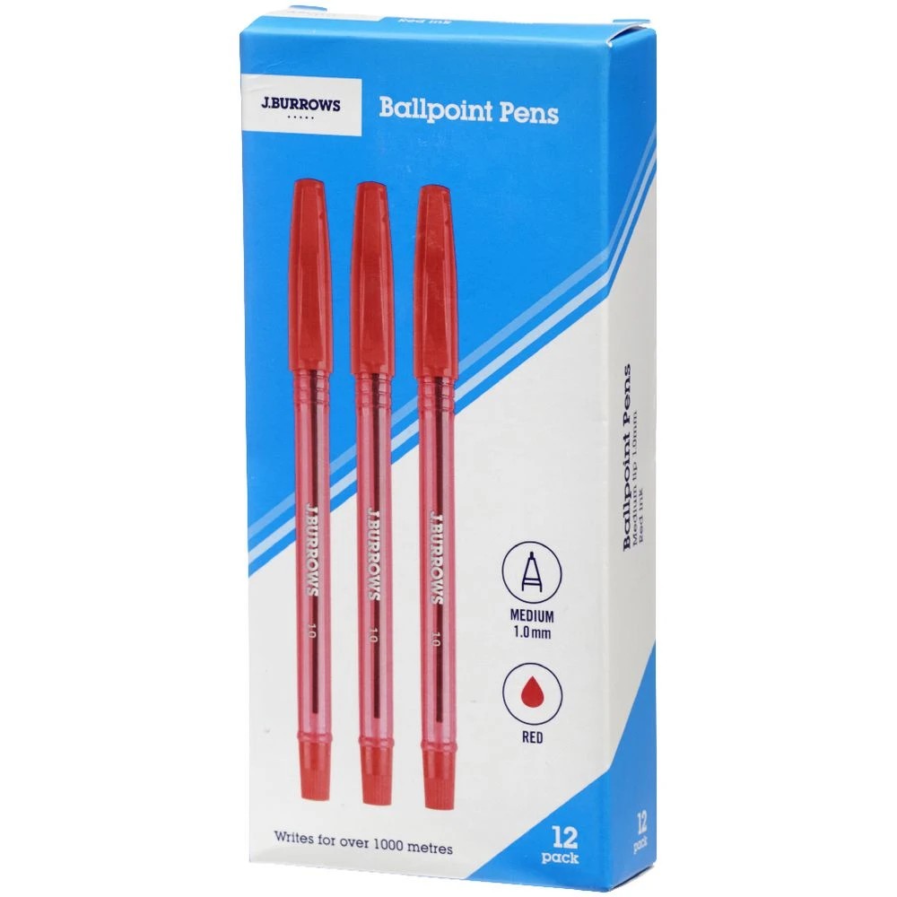 3 J.Burrows Ballpoint Pens Red 12 Pack, 3 of 3