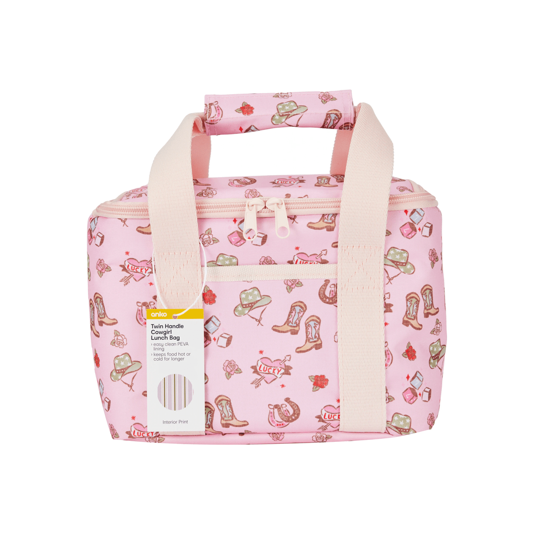 3 Twin Handle Cowgirl Lunch Bag - Pink, 3 of 3