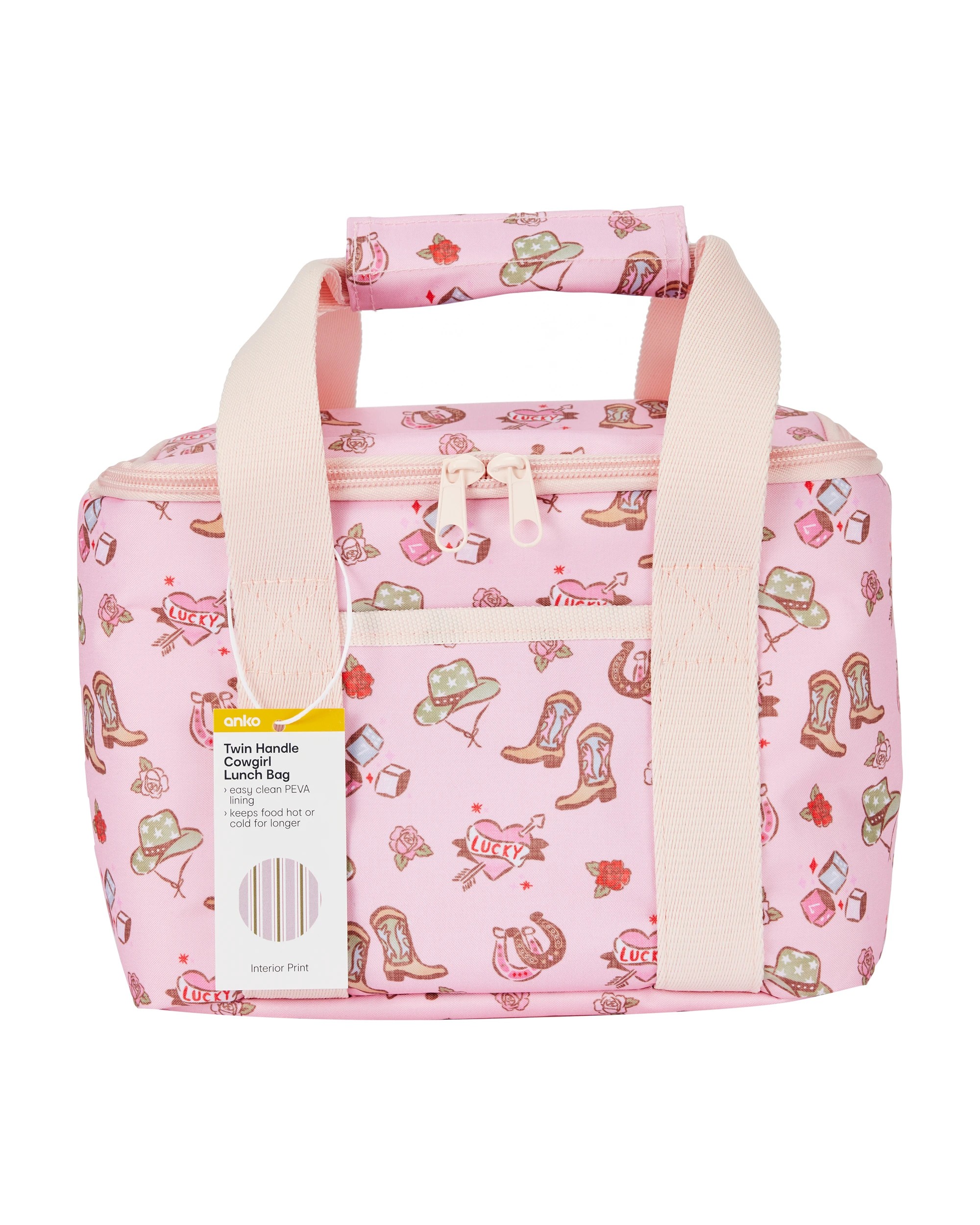 3 Twin Handle Cowgirl Lunch Bag - Pink, 3 of 3
