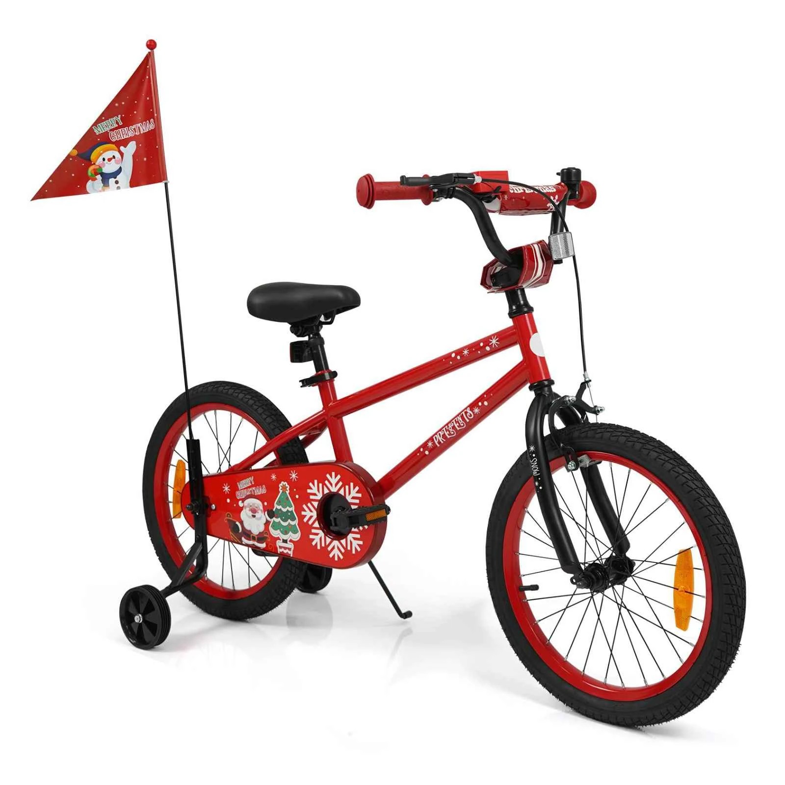 1 Costway 45CM Bike Training Bike Bicycle w/Music Flag Pneumatic Tires Seat Dual Brake Christmas Gift - Red, 1 of 1