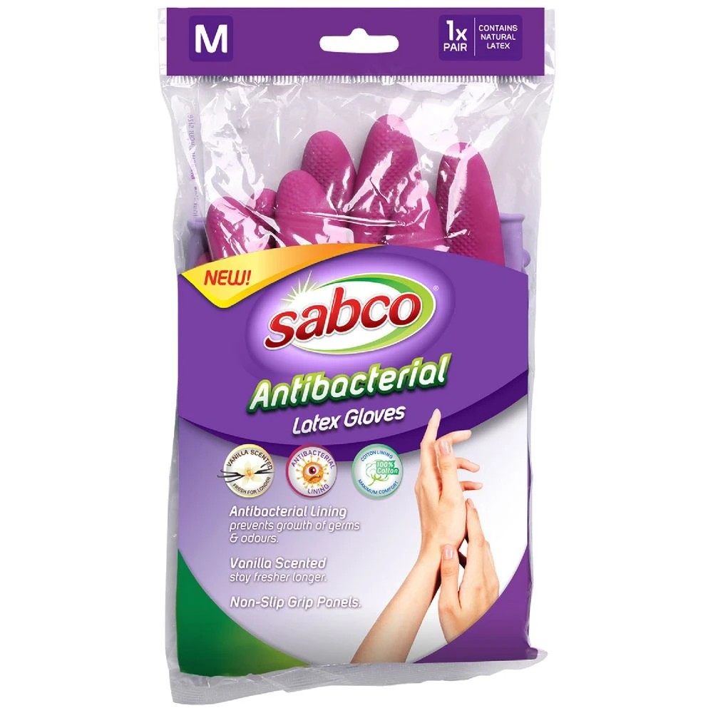 1 Sabco Antibacterial Gloves Medium 1 Pair, 1 of 2