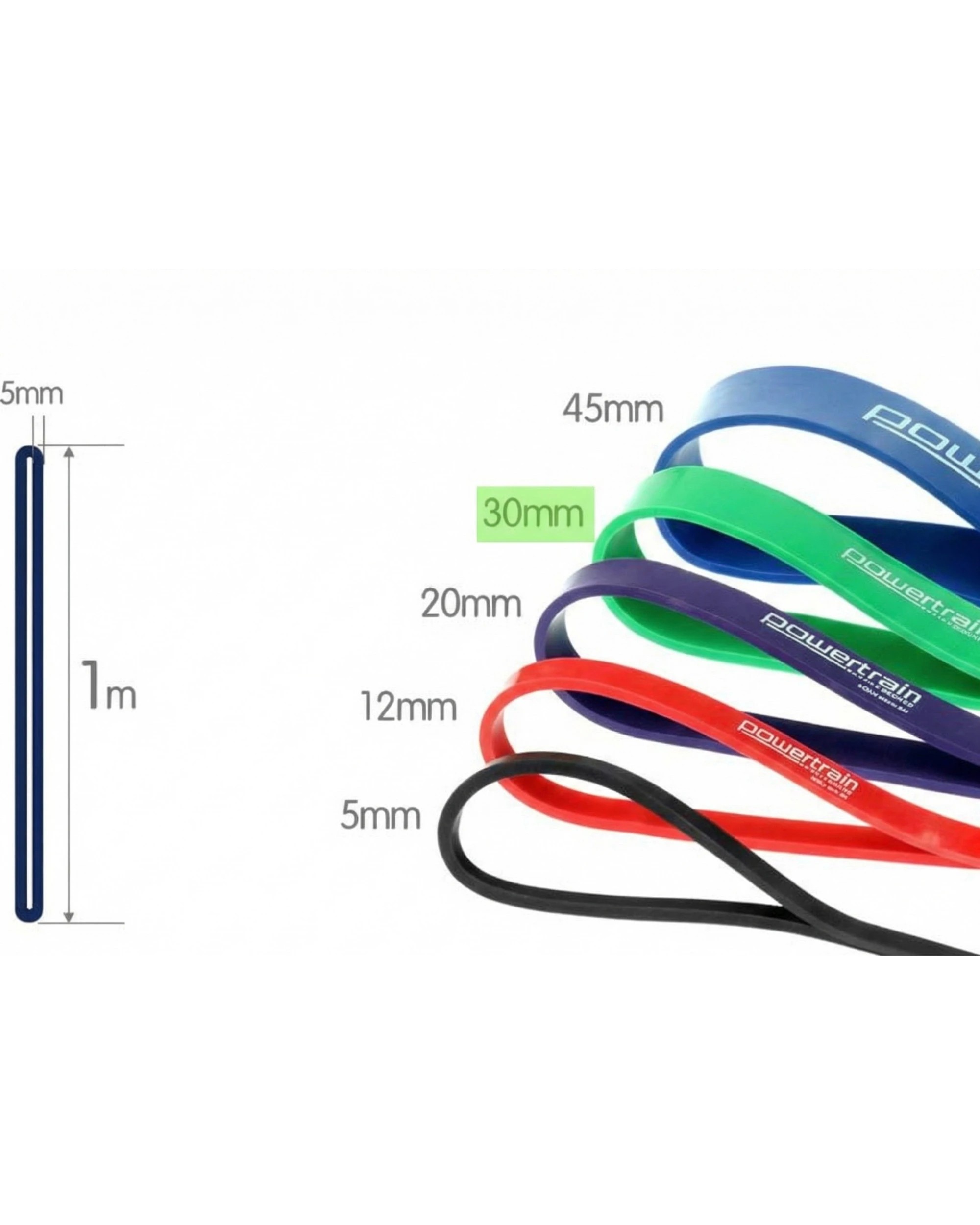 3 Powertrain Home Gym Workout Resistance Exercise Band 30mm - Green, 3 of 3