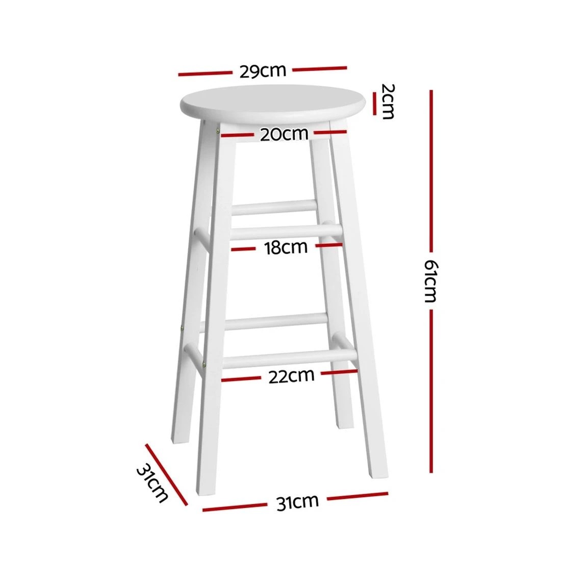 2 Artiss 4x Bar Stools Round Chairs - White, 2 of 5