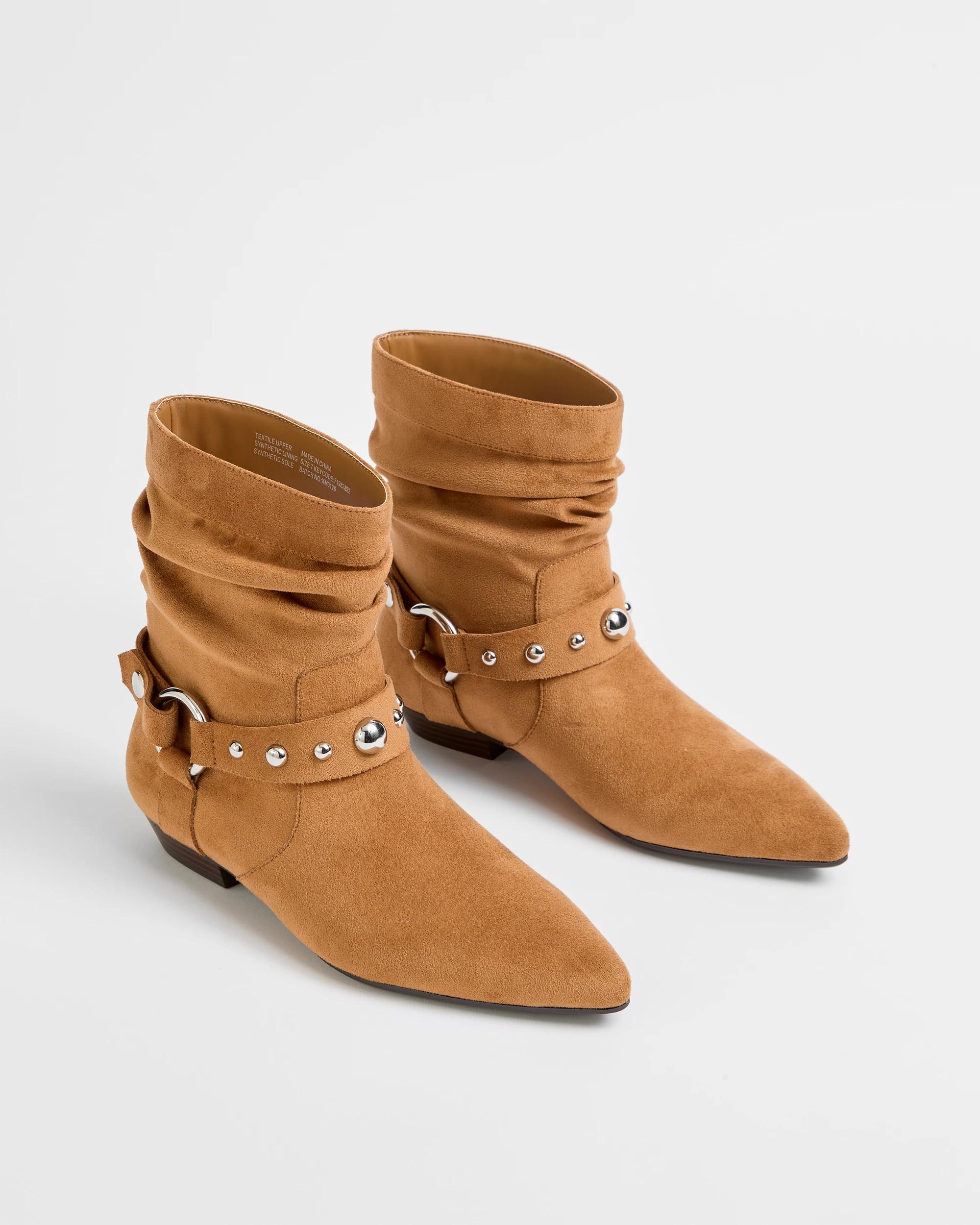 2 Target Studded Low Heel Boot - Cleo CHESTNUT MICROSUEDE, 2 of 3