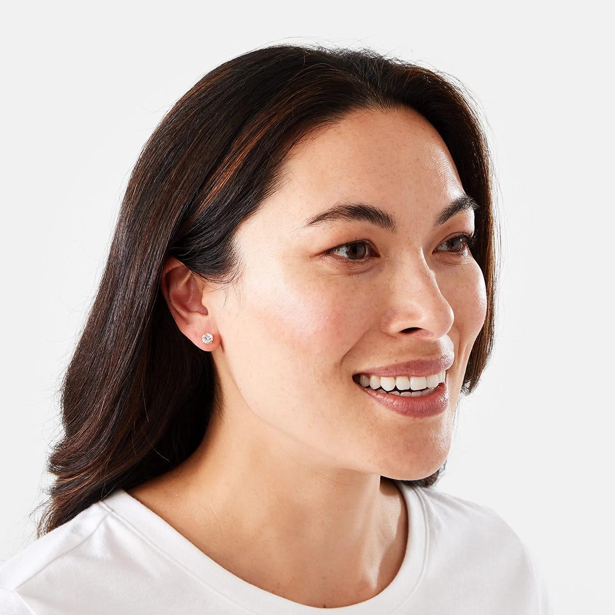 4 3 Pack Gold Plated Sterling Silver Diamante Stud Earrings Gold, 4 of 5