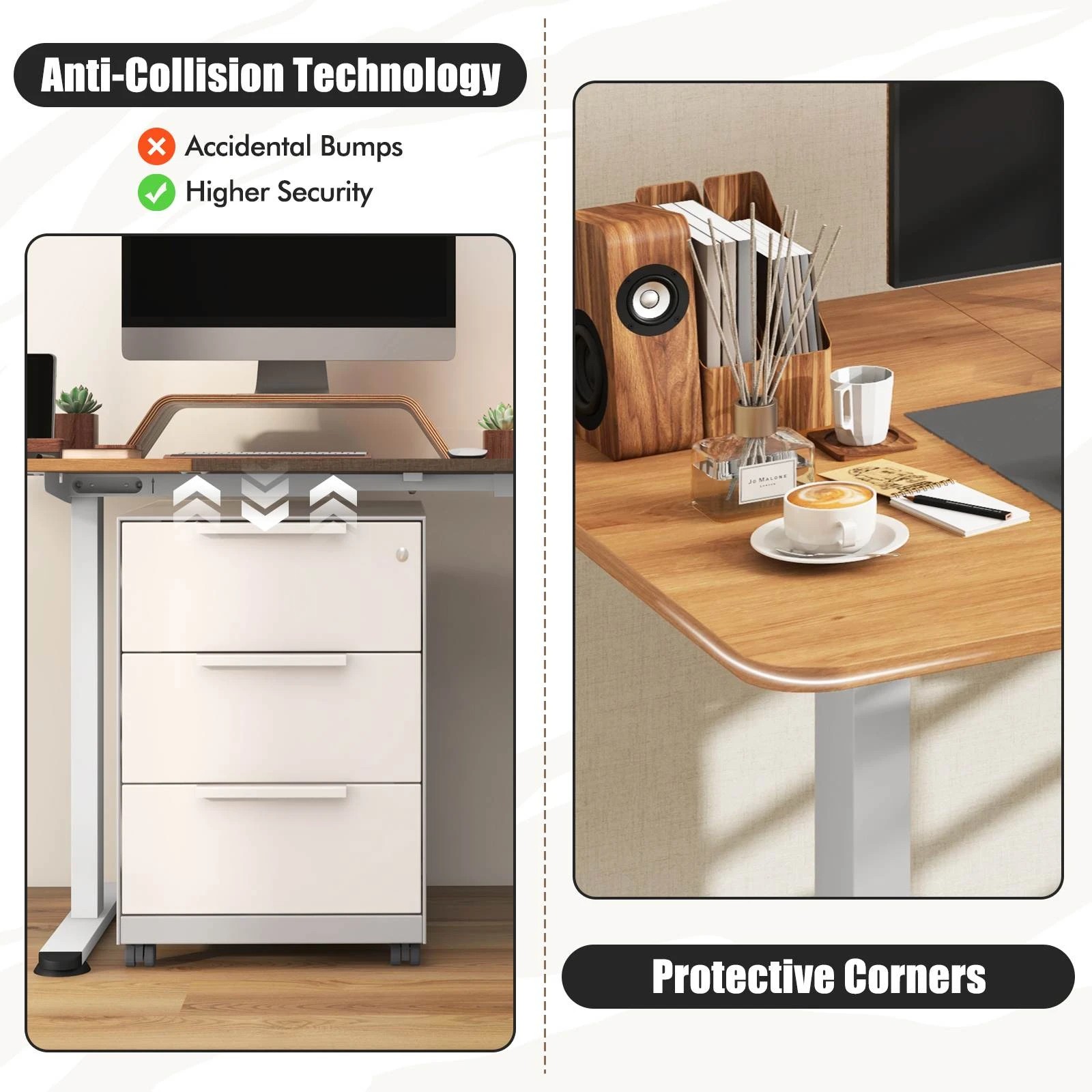 6 Costway 140cm Electric Standing Desk Motorised Sit Stand Table - Beige, 6 of 10