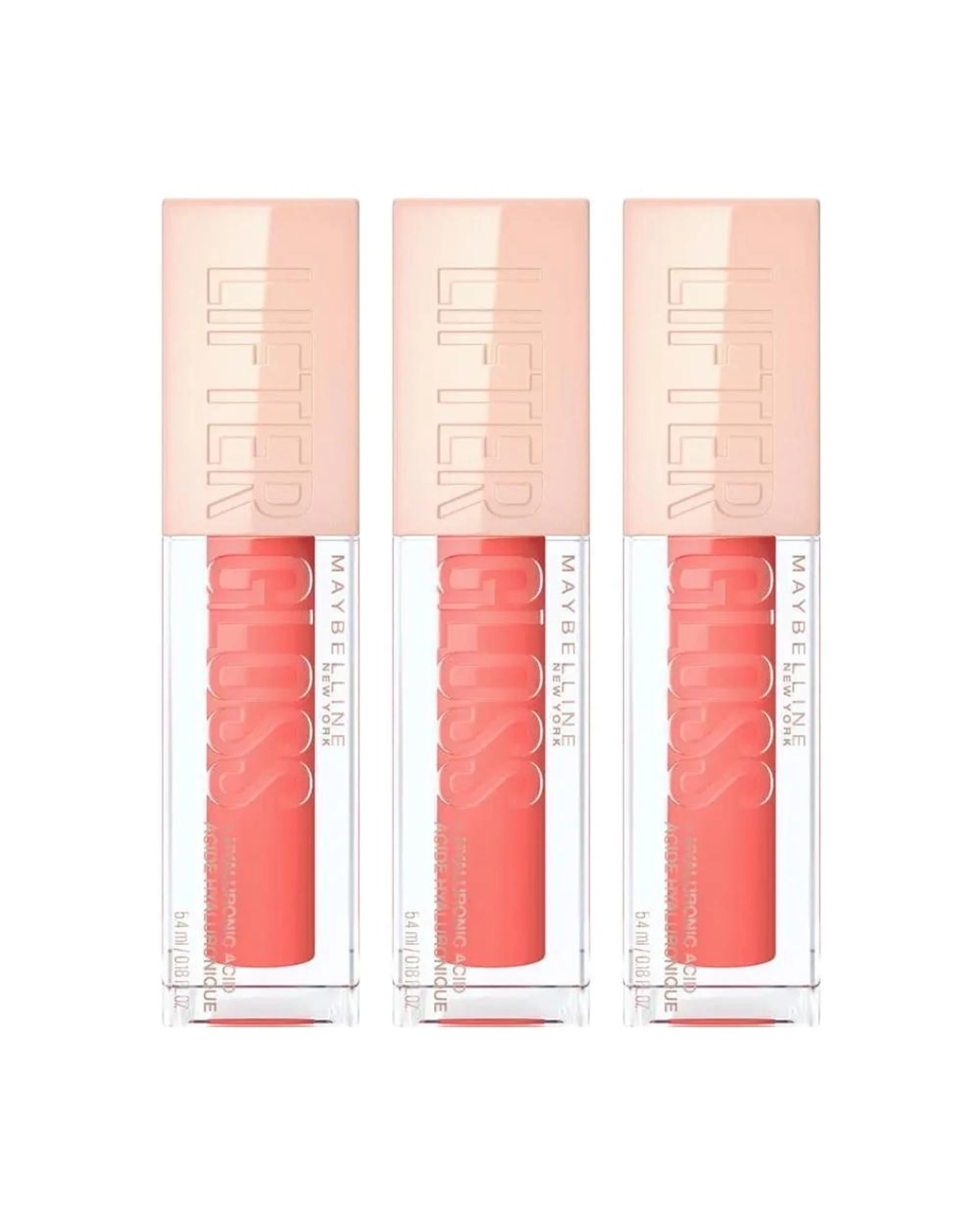 1 3 x Maybelline Lifter Gloss Hydrating Lip Gloss 5.4mL - 22 Peach Ring - Pink, 1 of 8