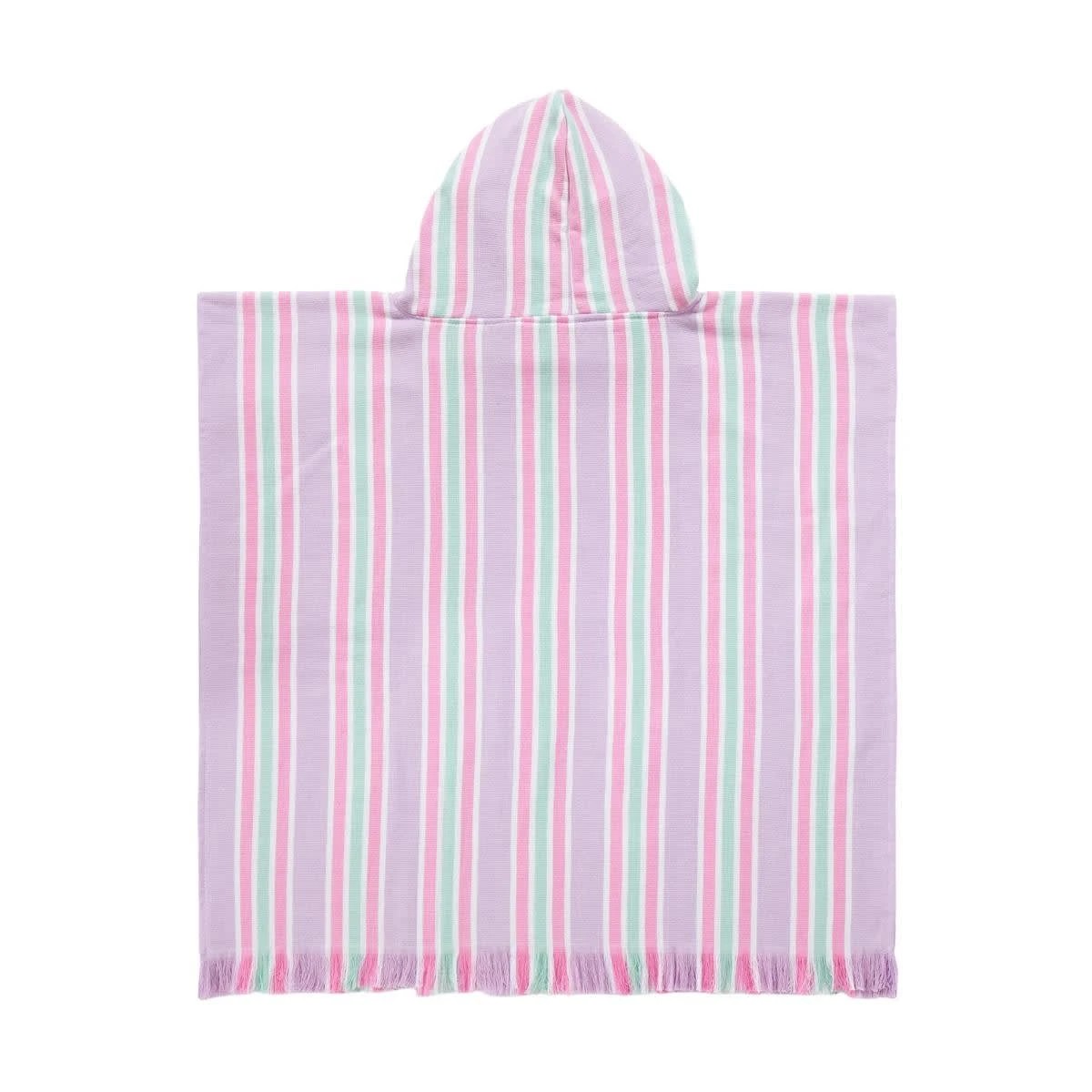 3 Kids Hooded Turkish Beach Towel - Lilac and Green, 3 of 4