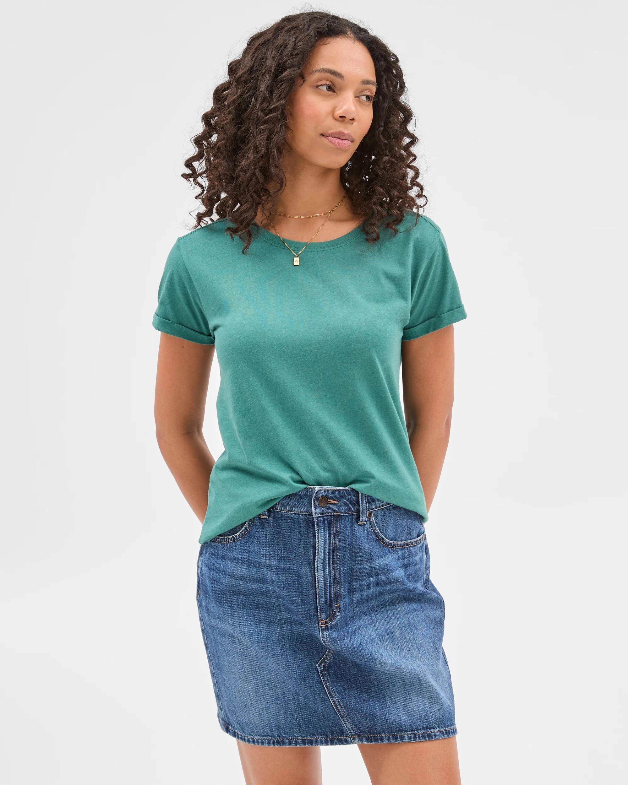 1 Target Cotton/Modal Relaxed Crew T-Shirt LUSH GREEN, 1 of 5