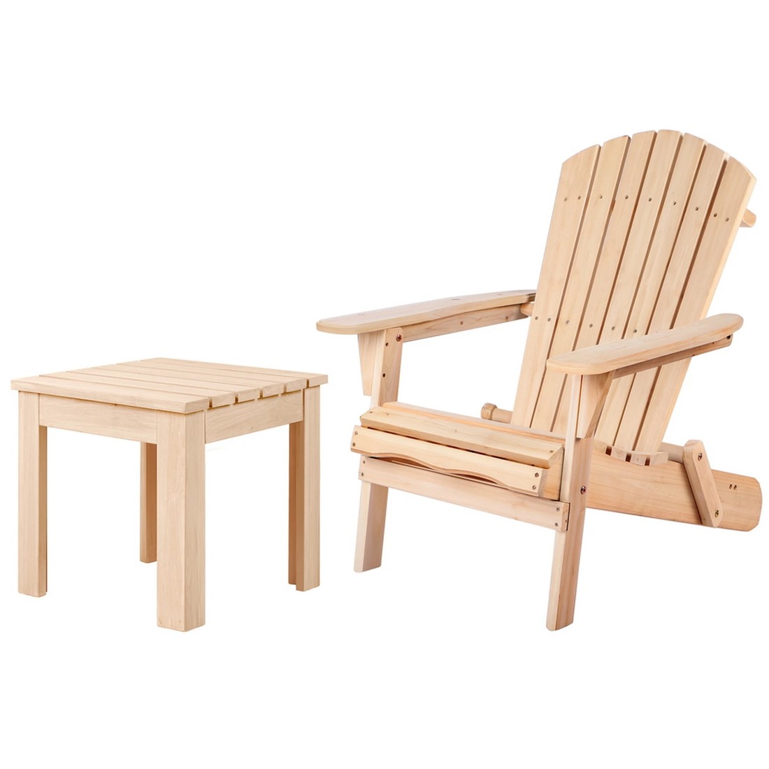 1 Alfordson Adirondack Chair Table 2PCS Set Wooden Outdoor Furniture Beach - Natural, 1 of 9
