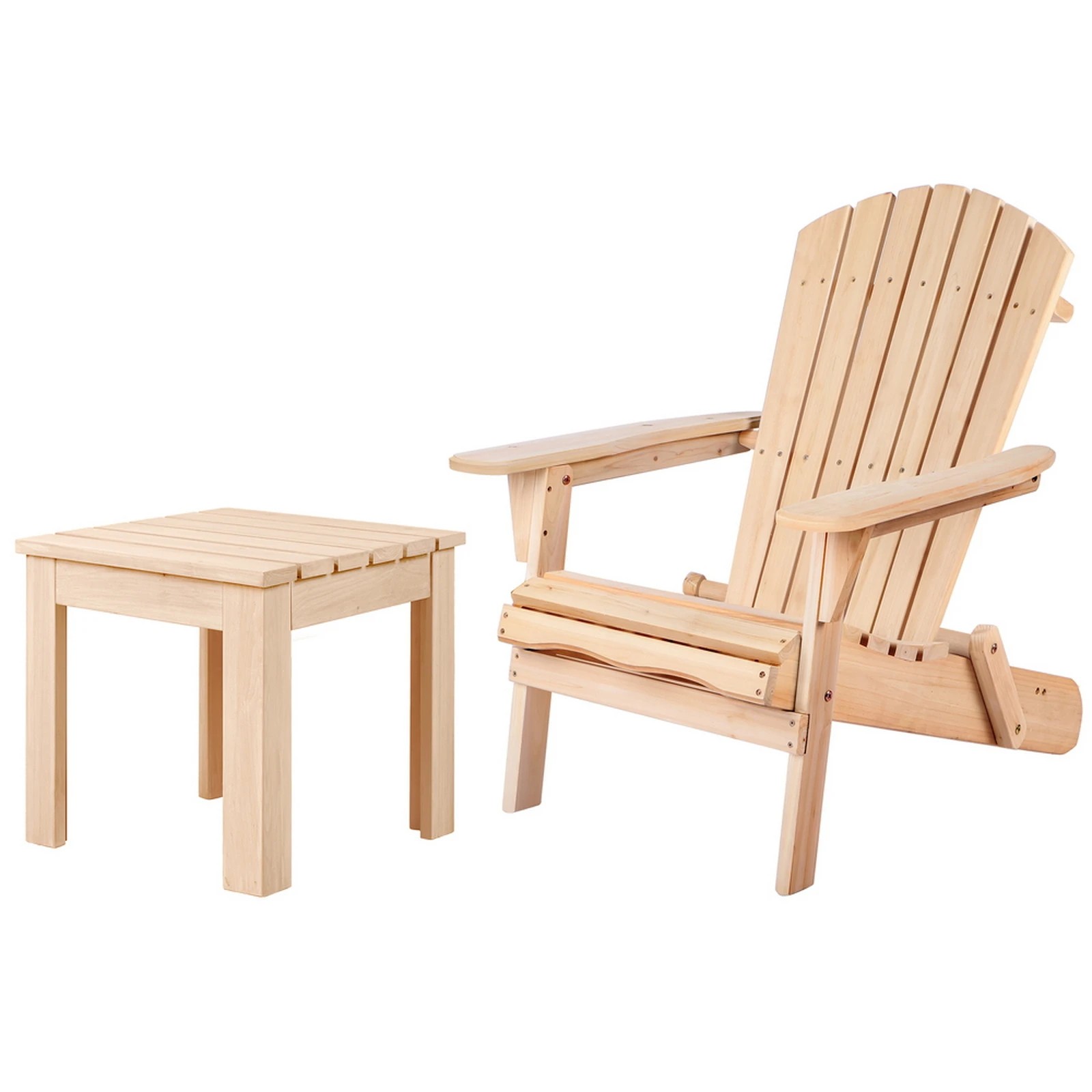 1 Alfordson Adirondack Chair Table 2PCS Set Wooden Outdoor Furniture Beach - Natural, 1 of 9