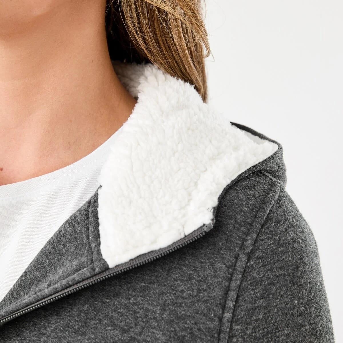 7 Long Sleeve Sherpa Zip Through Hoodie Gry Chmrle, 7 of 8