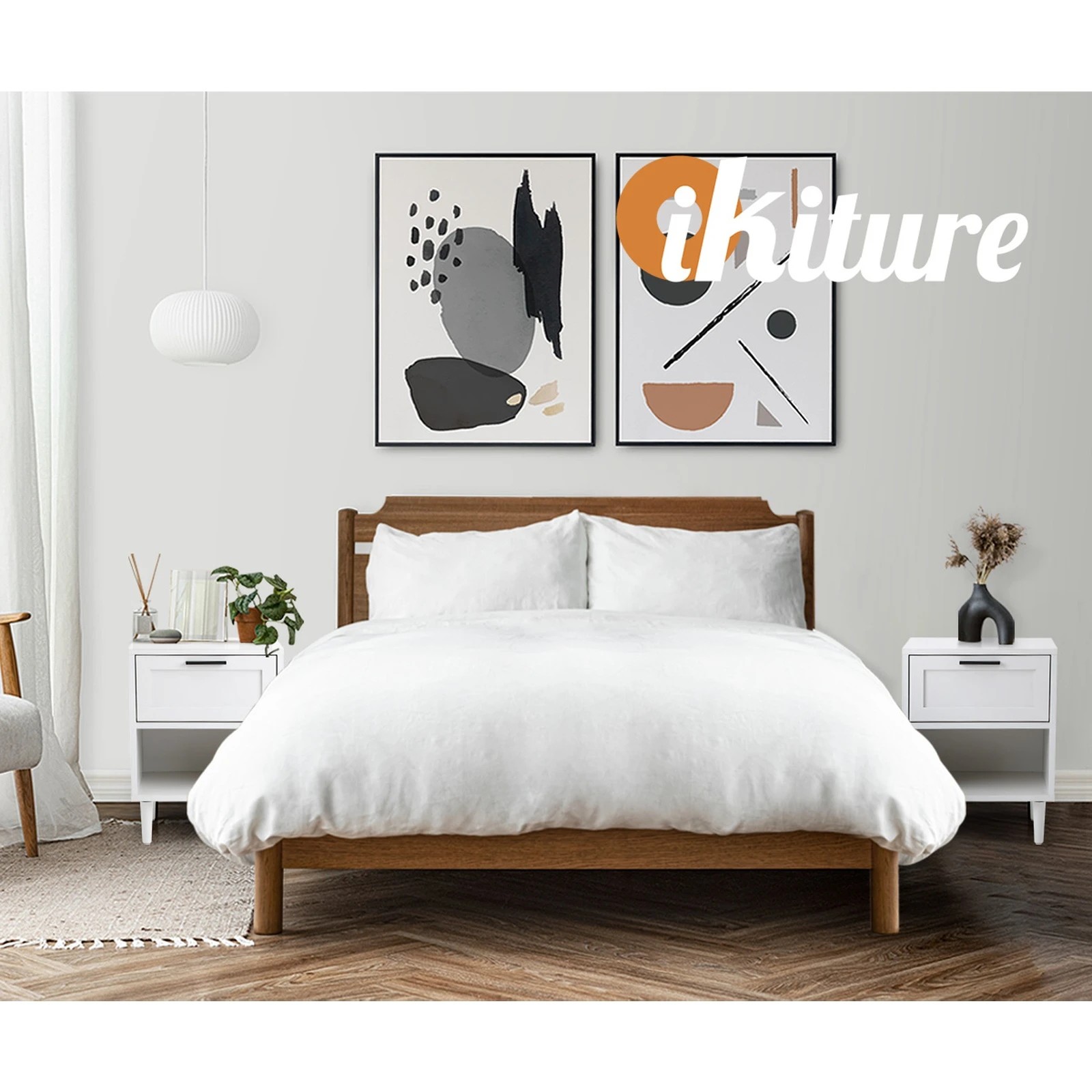 5 Oikiture Bedside Table Nightstand Side End Table
 - White, 5 of 10