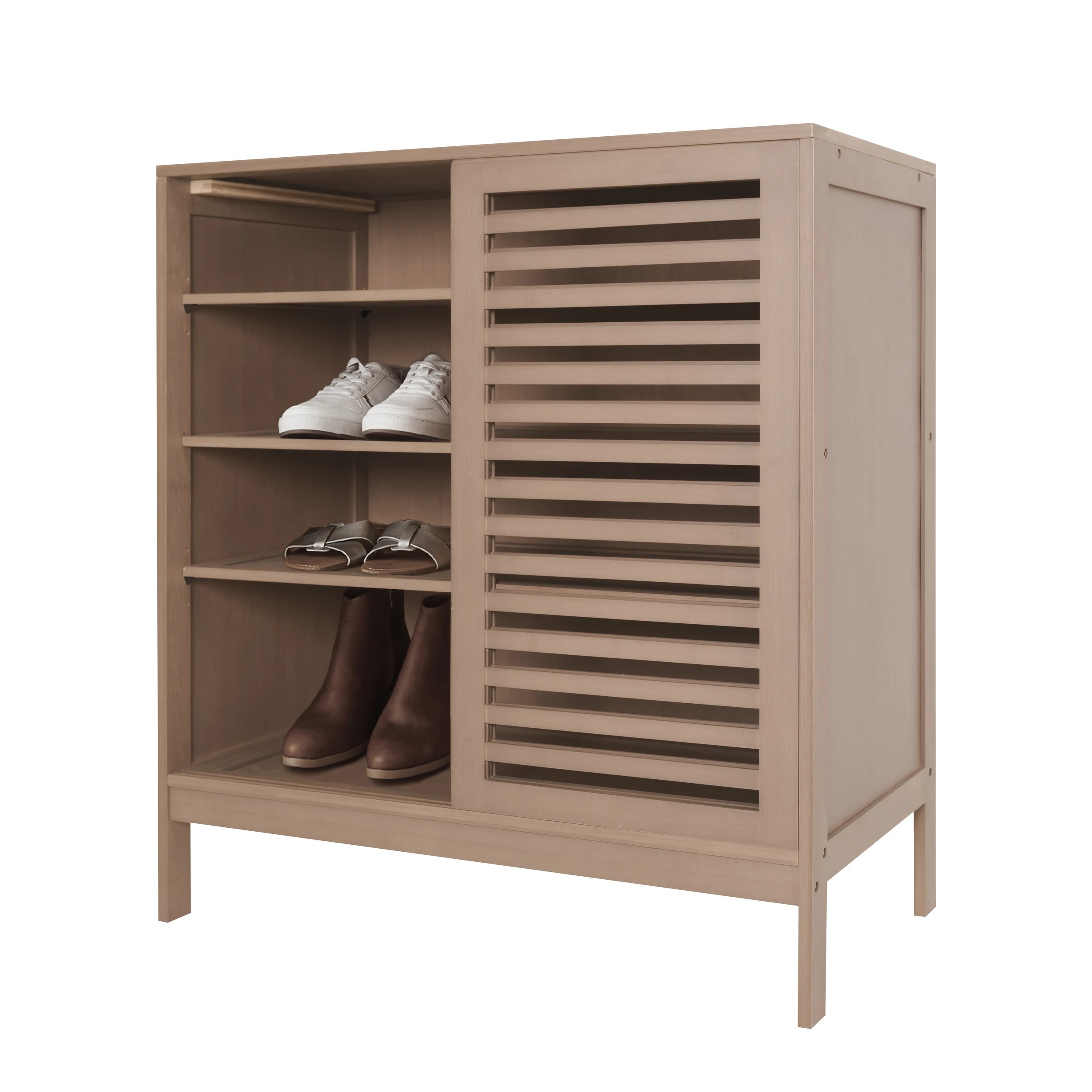 1 Walnut Look Shoe Cabinet, 1 of 8