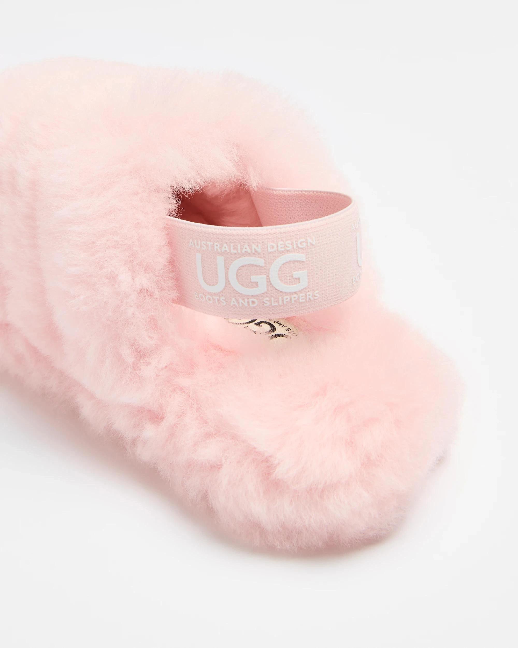 2 Australian Design Ugg Boots and Slippers Girls Youth Sheepskin Bandage Slipper Scuff PINK, 2 of 3