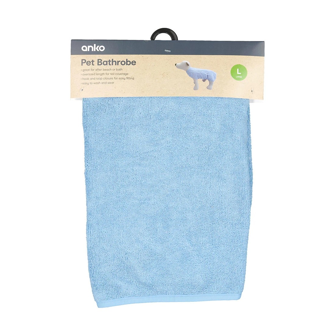 10 Pet Bathrobe - Large, Blue, 10 of 10