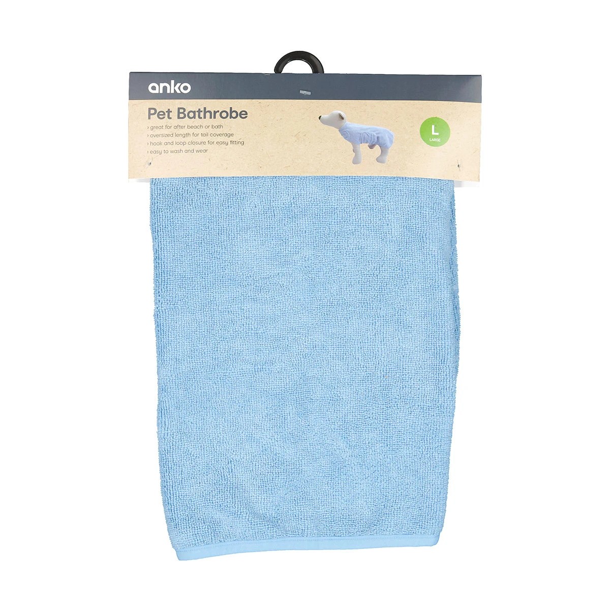 10 Pet Bathrobe - Large, Blue, 10 of 10