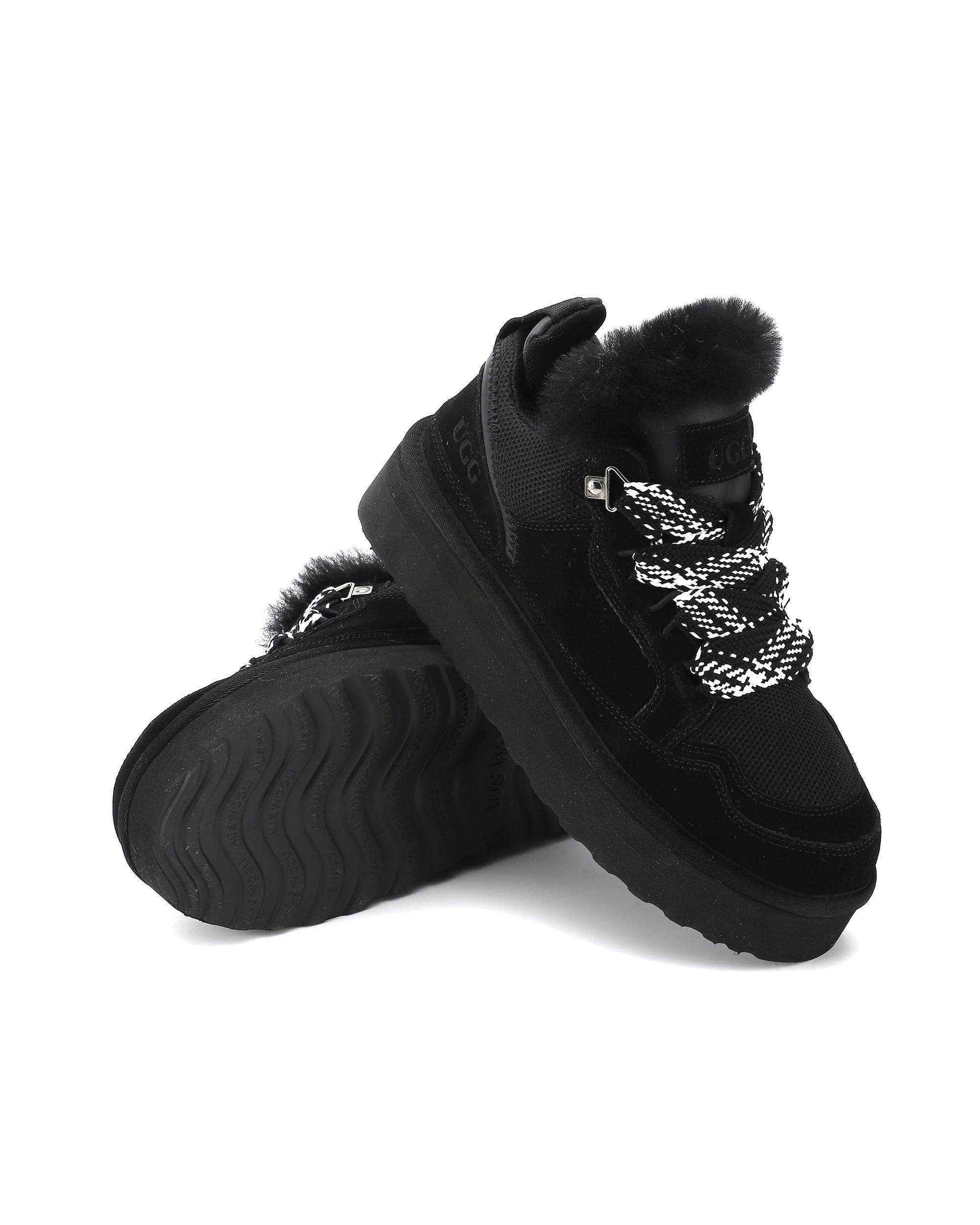 3 AUS WOOLI Urban Chic Sheepskin Wool Lace-Up UGG Sneakers BLACK, 3 of 6