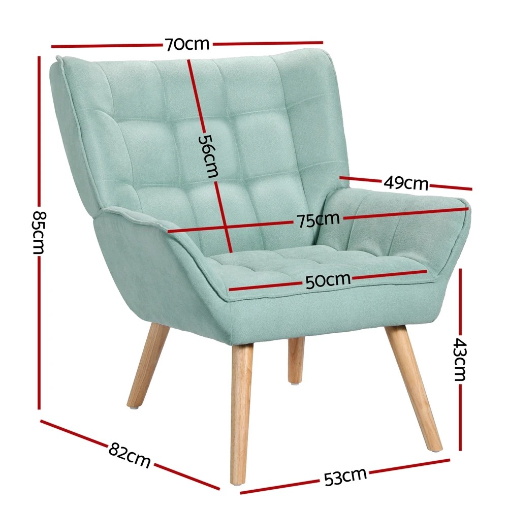 2 Artiss Armchair  Linen Fabric Cindy - Blue, 2 of 6