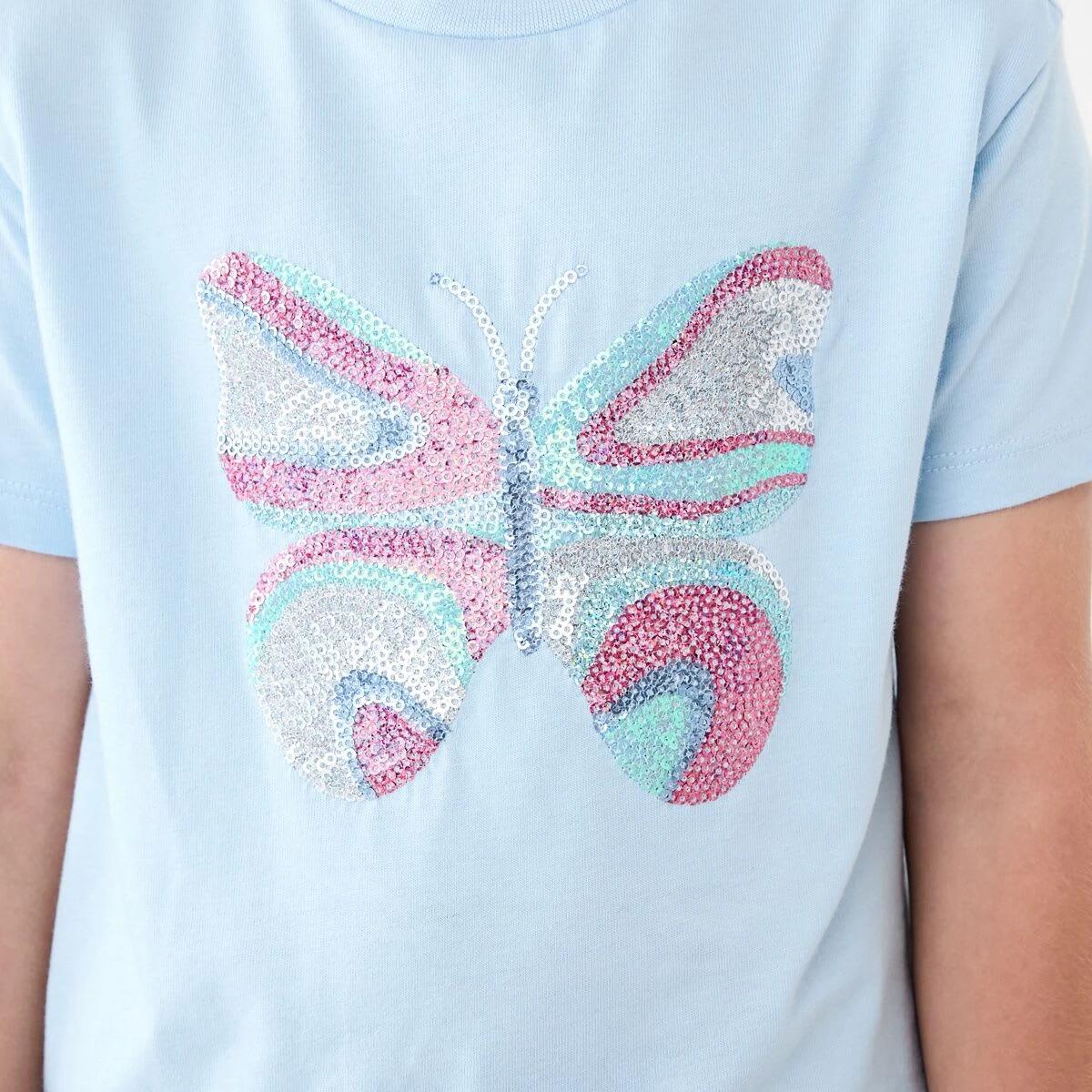 4 Short Sleeve Sequin T-shirt Butterfly, 4 of 8