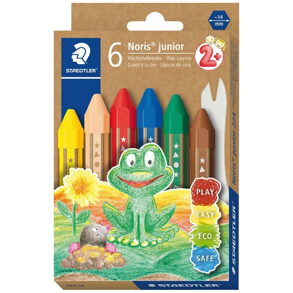 1 Staedtler Noris Junior Wax Crayons 6 Pack, 1 of 3