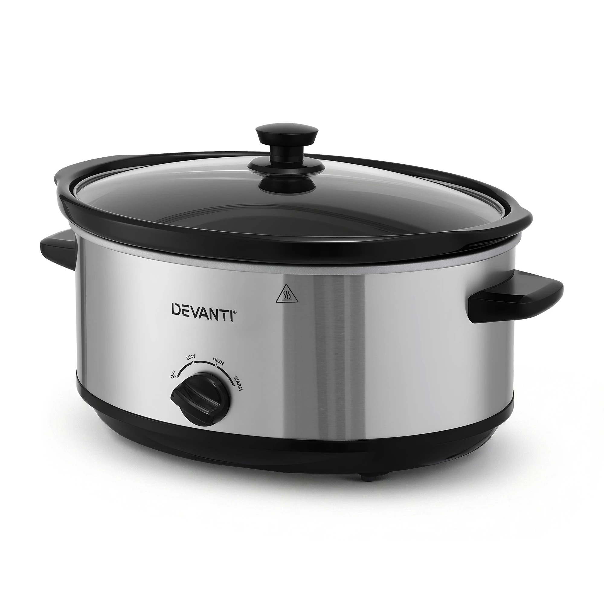 1 Devanti 6.5L Slow Cooker Electric Multi Cooker with 3 Heat Settings and Keep Warm Function - Silver, 1 of 1