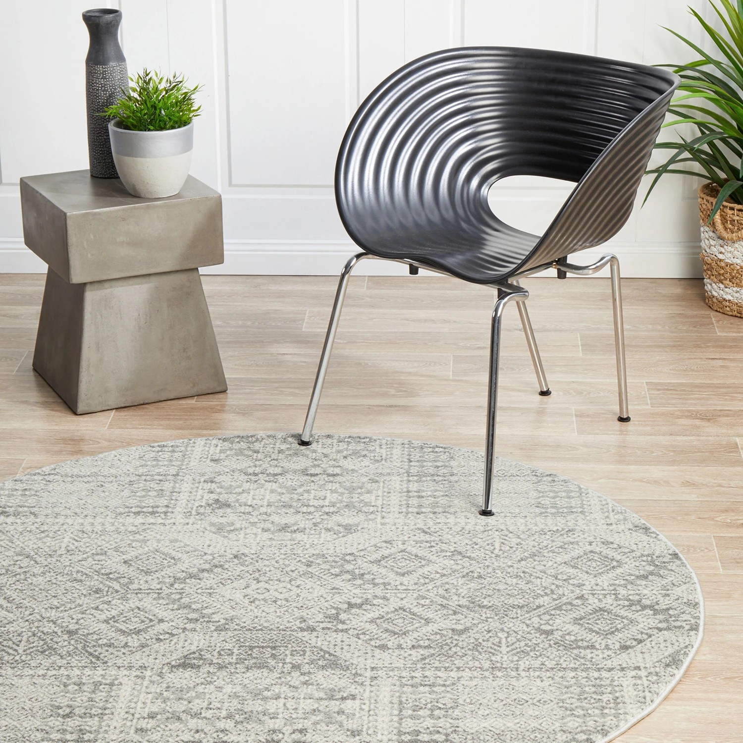 4 Common Ground Rugs Phantom 351 240x240cm - Large Round Power Loomed Pet Friendly Rug - Silver, 4 of 9