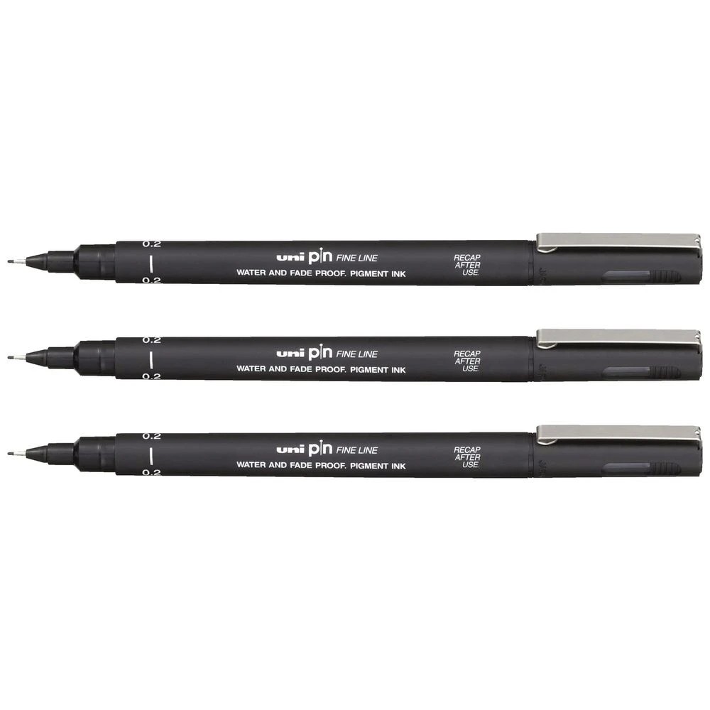 2 Uni Pin Fineliners 0.2mm Black 3 Pack, 2 of 2