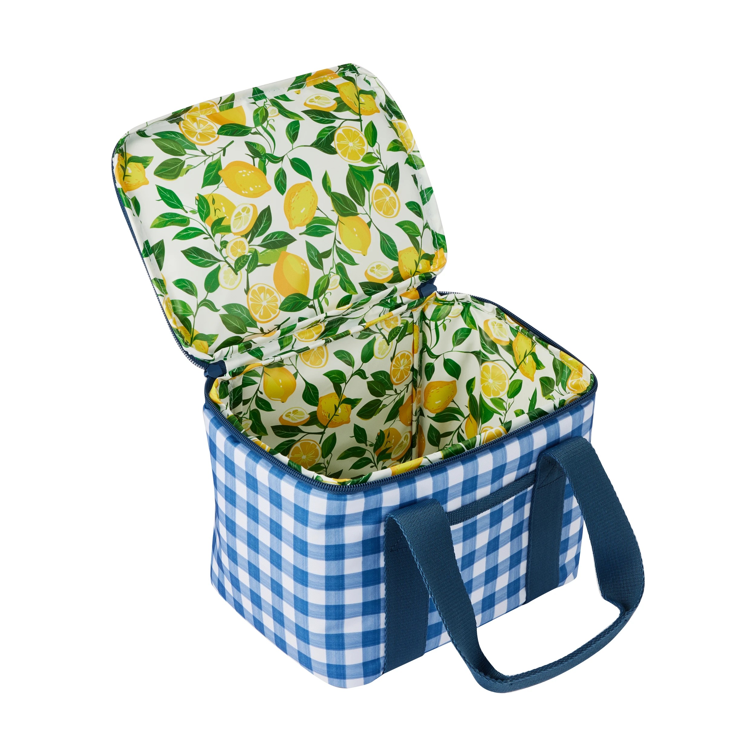2 Blue Check Twin Handle Lunch Bag, 2 of 3