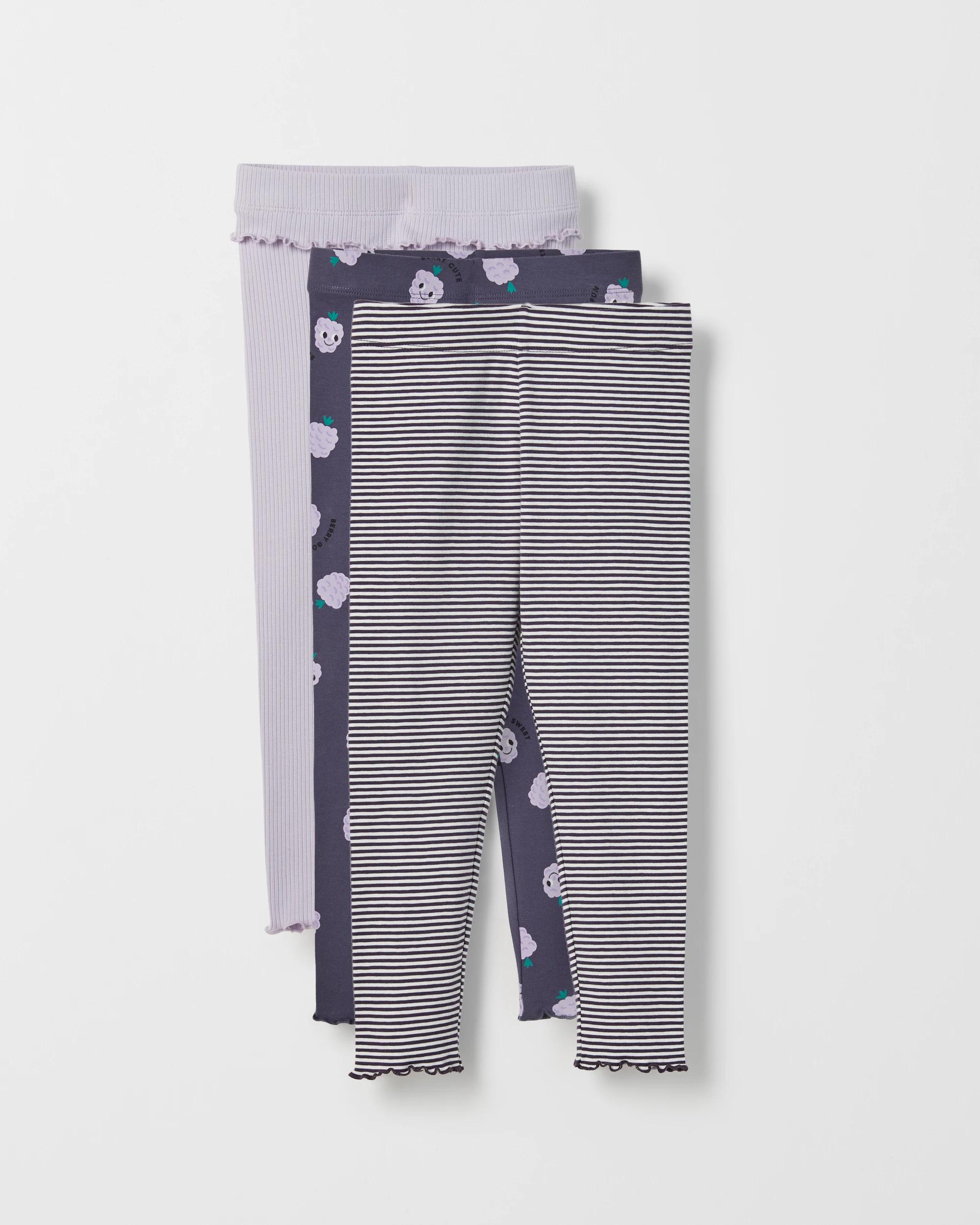 1 Target Kids Australian Cotton 3 Pack Leggings PURPLE BERRY MULTI, 1 of 5