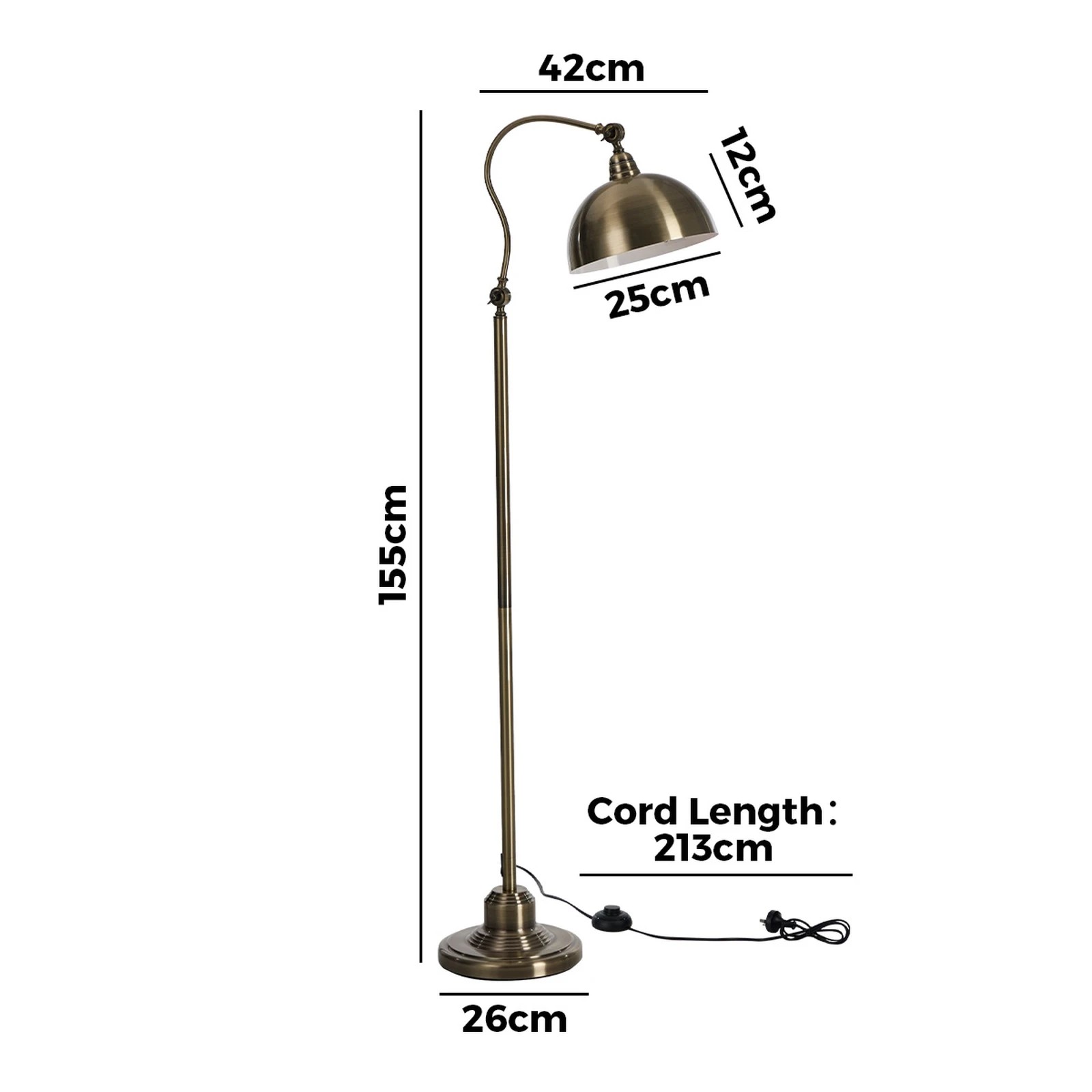 2 Oikiture Floor Lamps Standing Lamp Metal Frame Bronze-finish - Bronze, 2 of 9