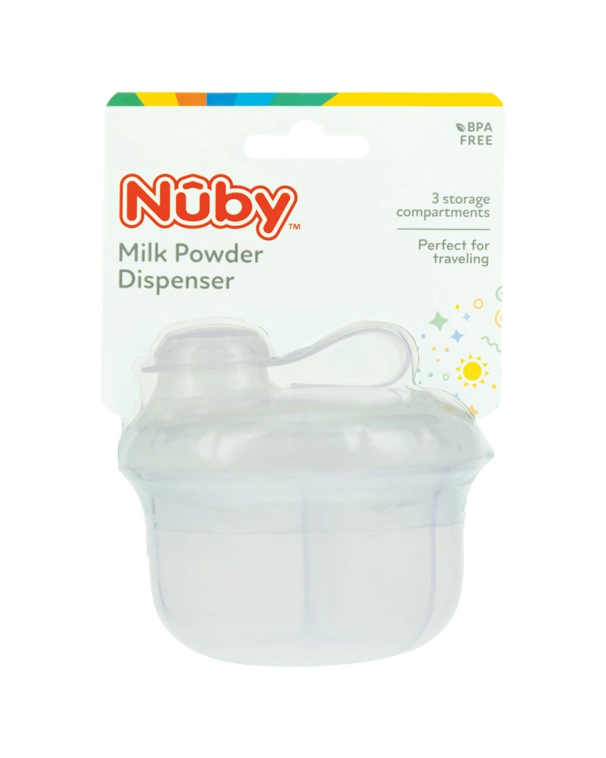 2 Nuby Powder Formula Dispenser 3 Compartment Easy Pour Spout - Clear, 2 of 2