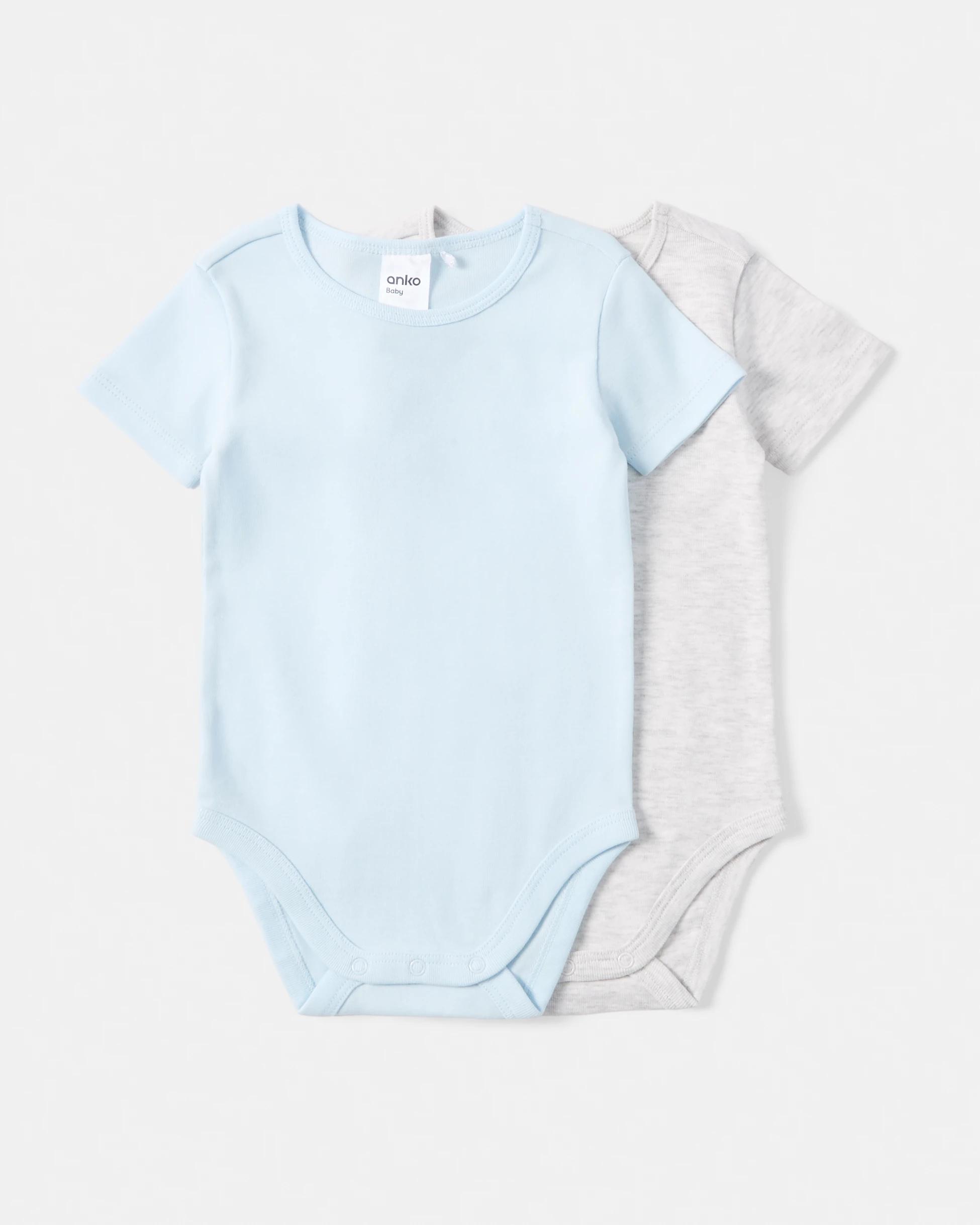 1 2 Pack Cotton Short Sleeve Bodysuits Blu Pck, 1 of 6