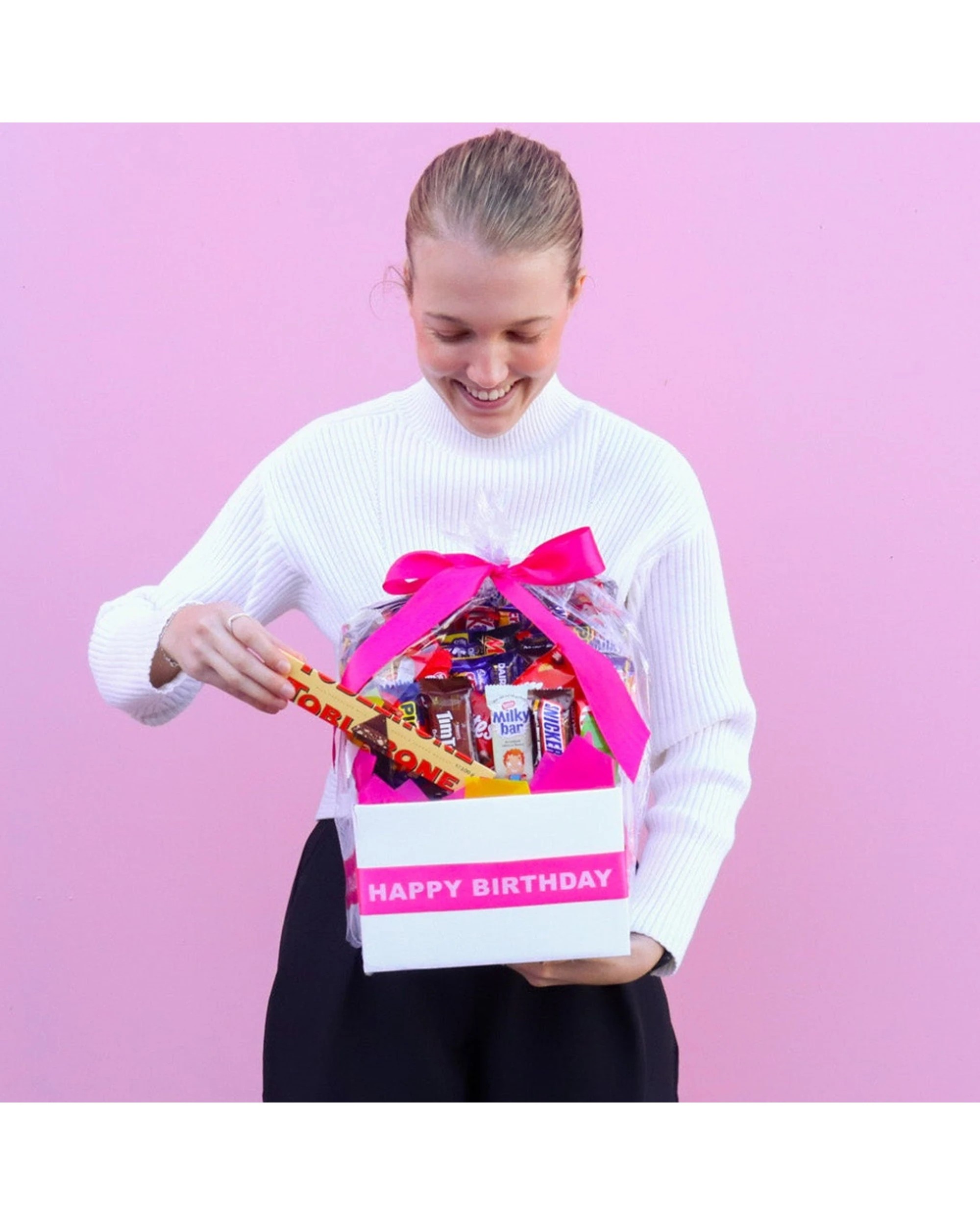 4 Gift Basket Large Happy Birthday Chocolate Bouquet Present Hot - Pink, 4 of 7
