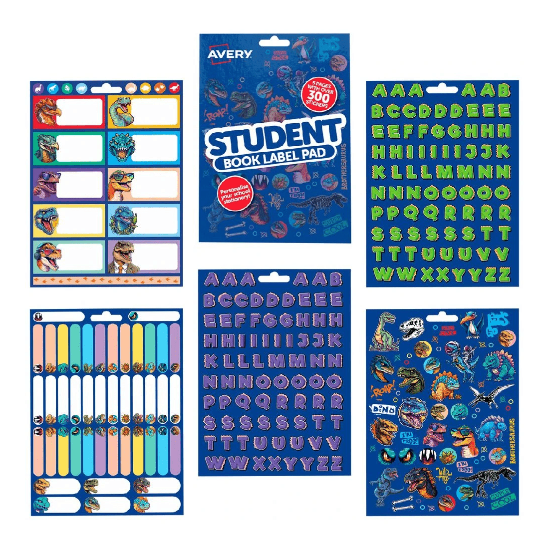 2 Avery Sticker Label Variety Pad 145 x 210mm Dinosaur 5 Sheet, 2 of 8