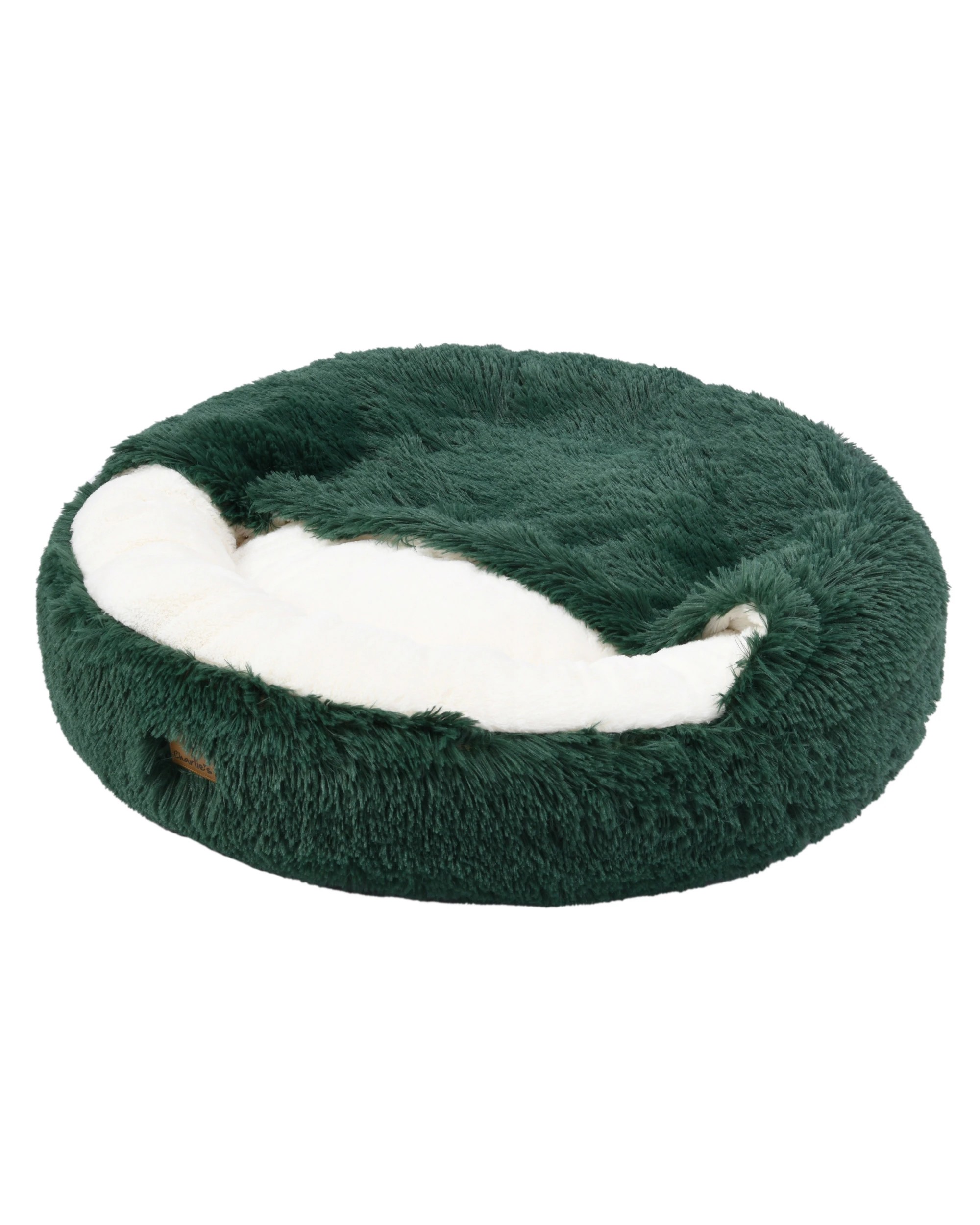 3 Charlie's Snookie Hooded Faux Fur Calming Dog Bed Large - Eden Green, 3 of 4