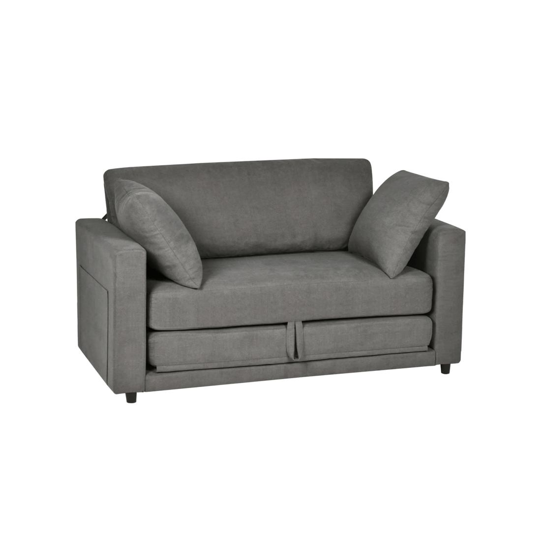 1 Advwin 130cm 2 in 1 Convertible Sofa Bed w/ Side Pocket & Pillows Folding Loveseat Sleeper Fold Out Linen Floor Couch, 1 of 9