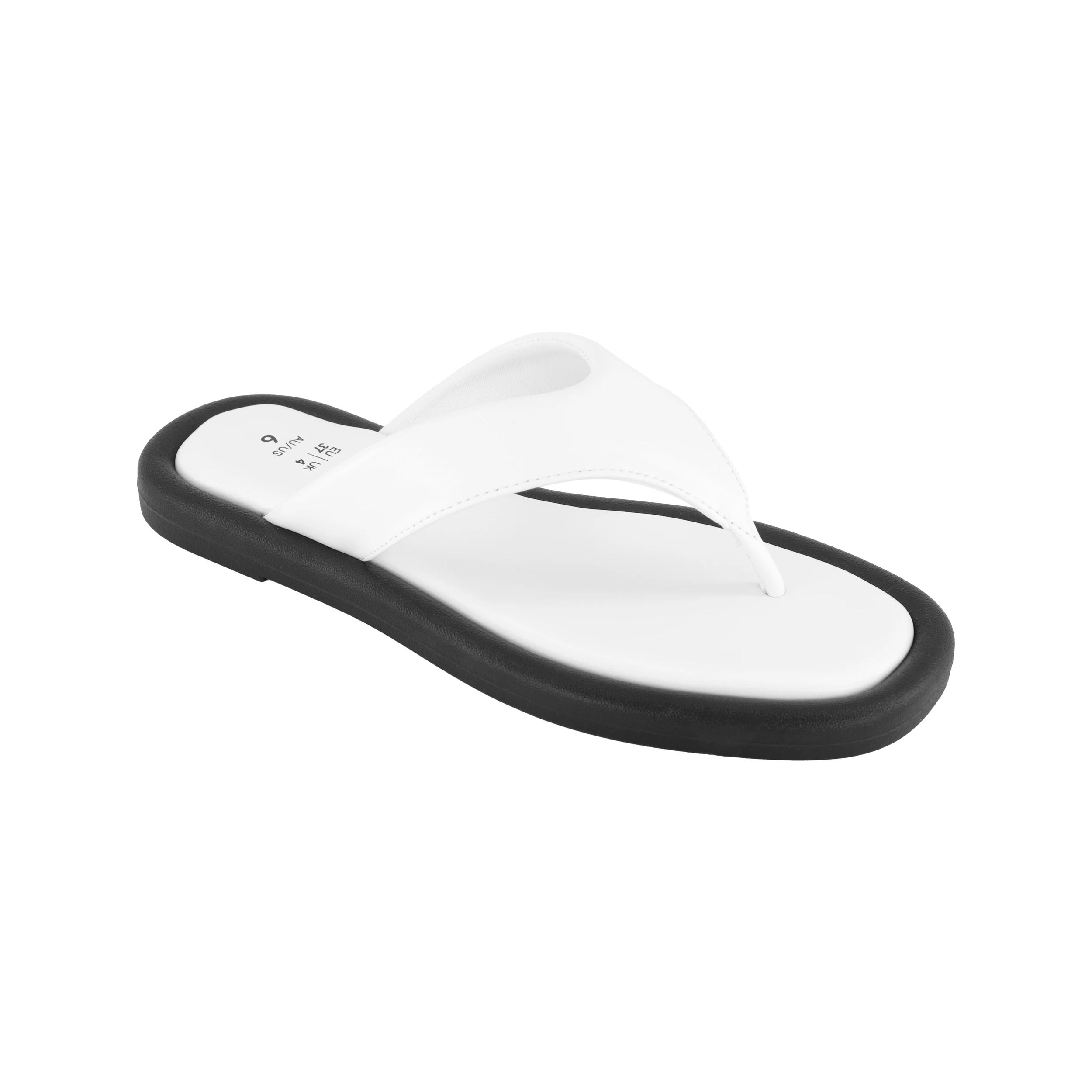 1 Padded Toe Post Thongs Blk Wht, 1 of 3