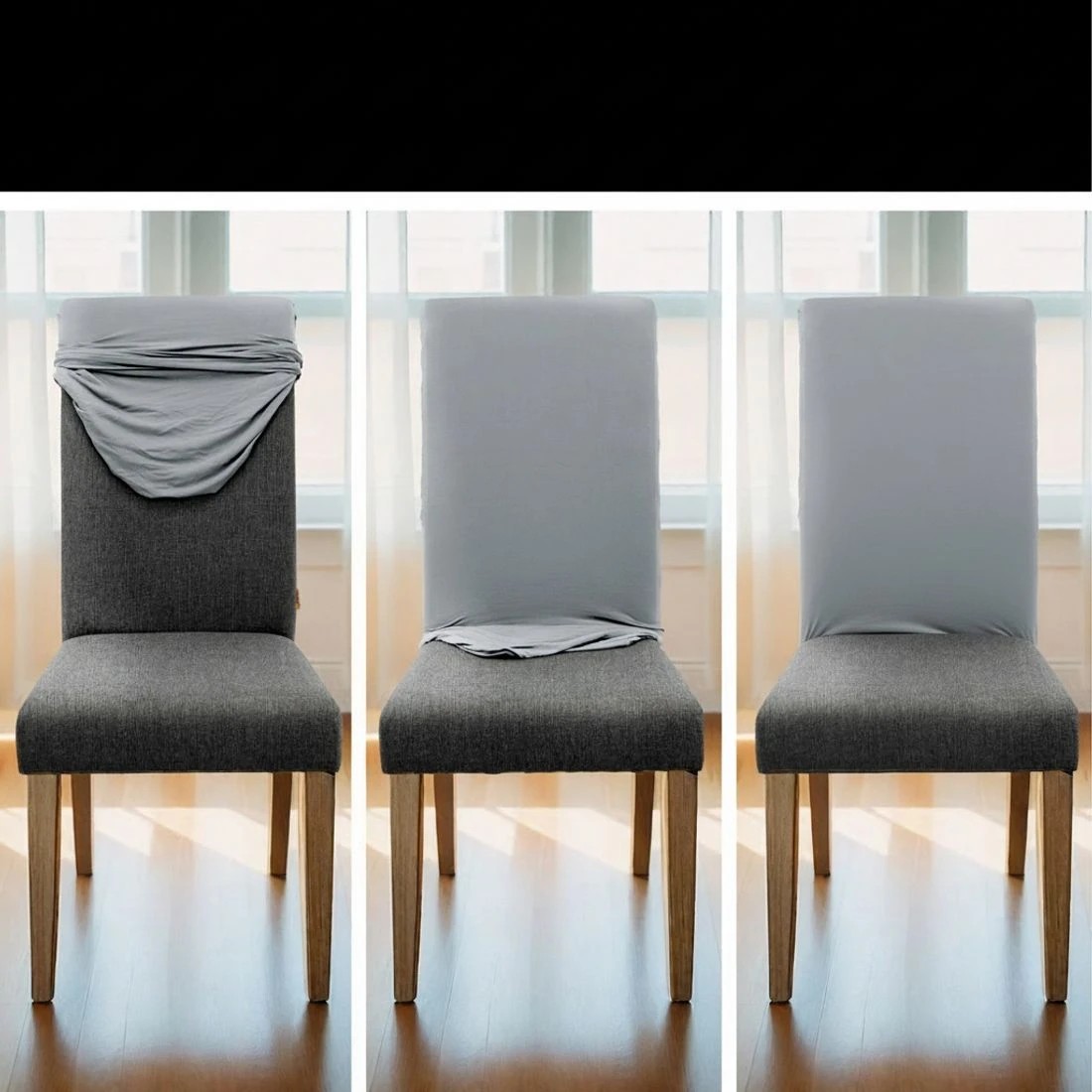 6 Artiss Dining Chair Covers 4x Slipcovers Spandex Stretch Banquet Wedding - Grey, 6 of 6