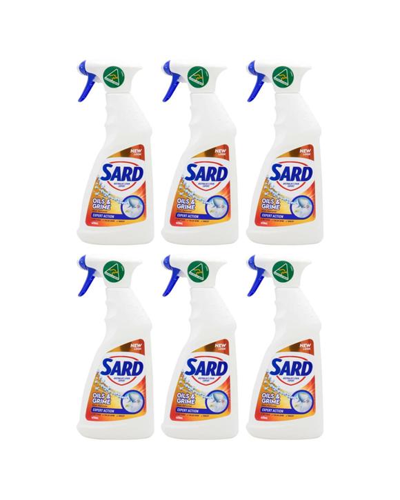 Sard Wonder 6PK Oils & Grime Laundry Spray Clothes Cleaning Stain Remover 420ml - White
